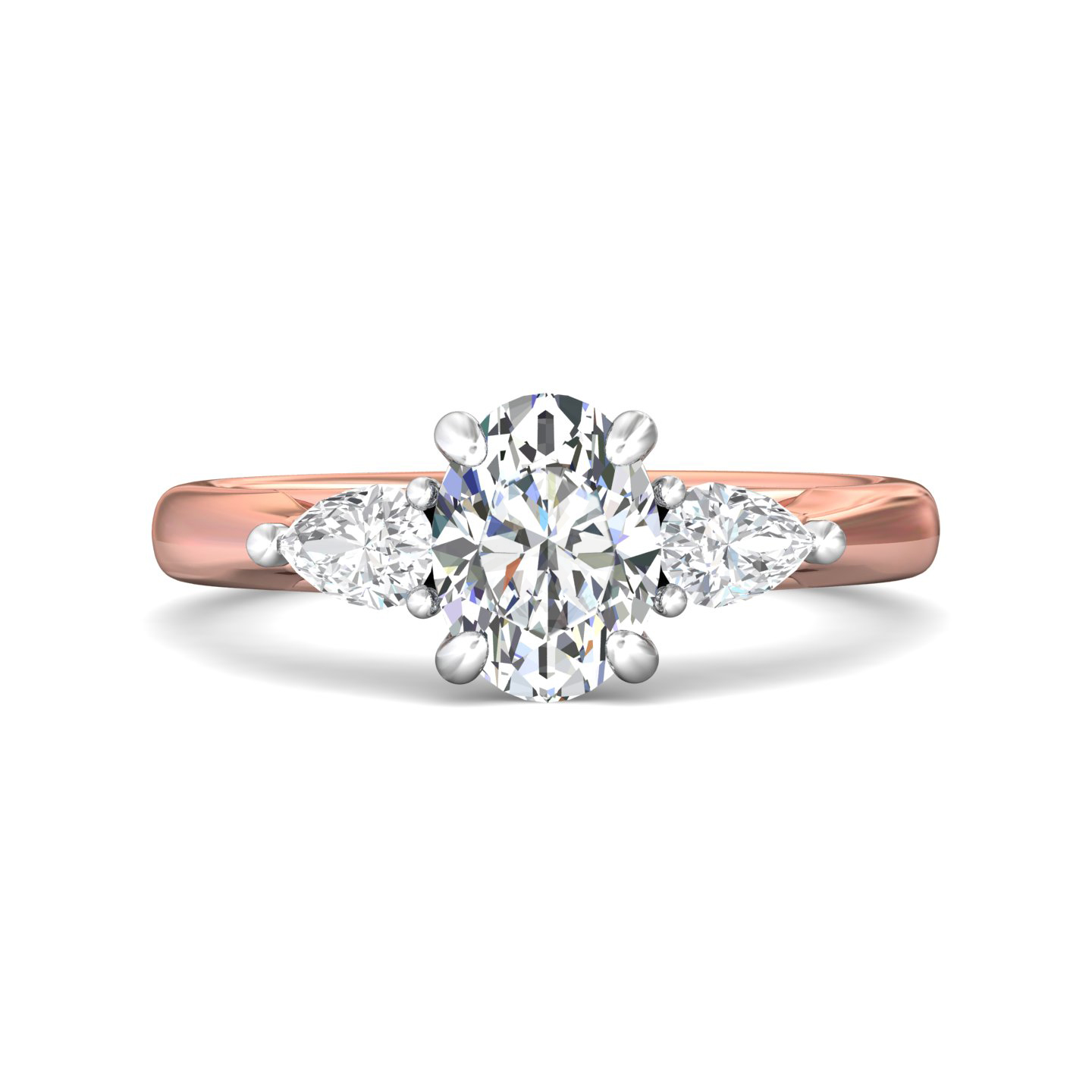 14K Rose and White Gold Oval Diamond Engagement Ring