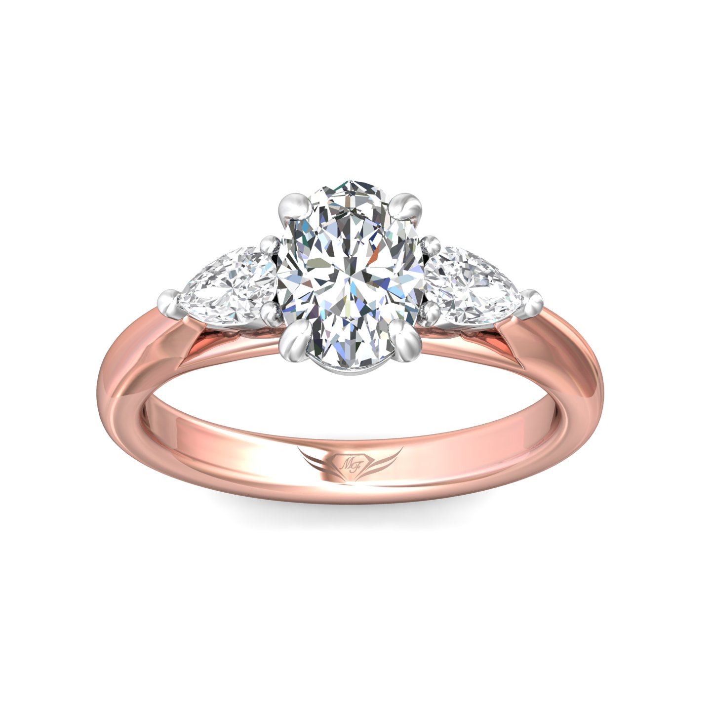 18K White and Rose Gold Oval Diamond Engagement Ring