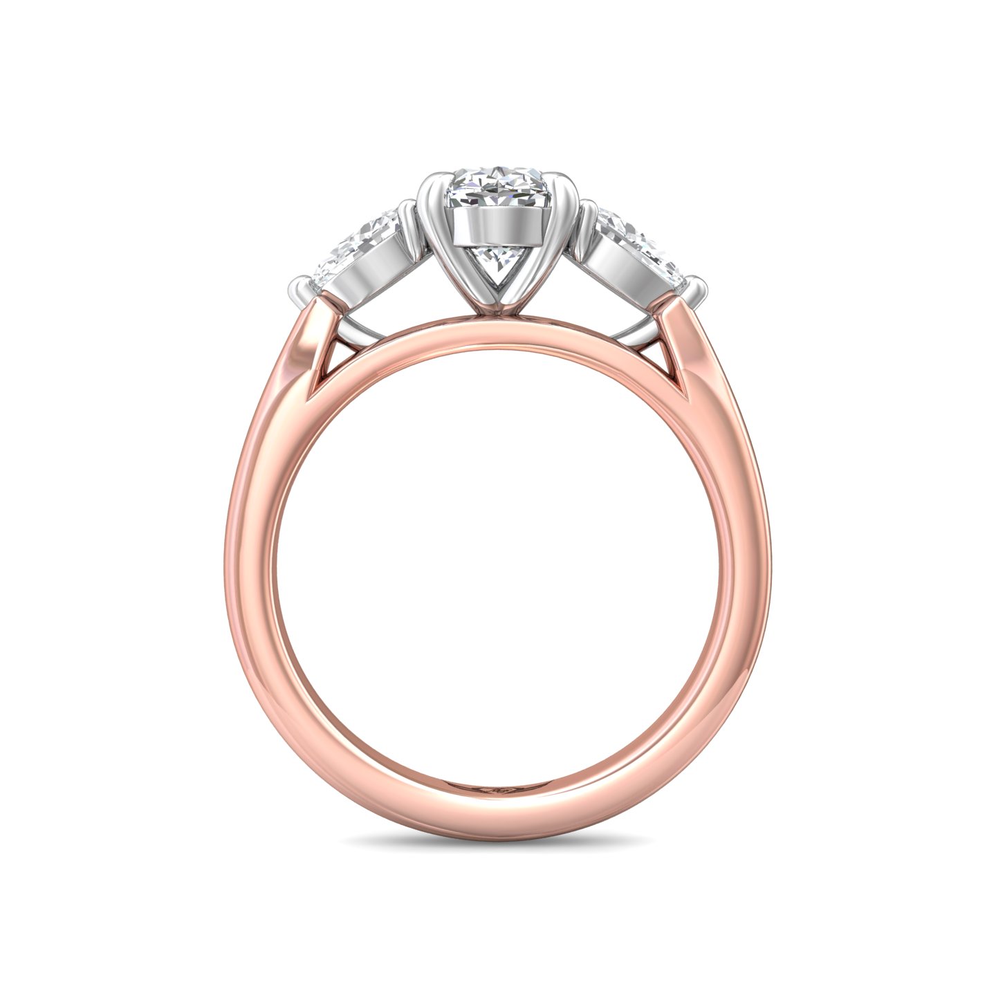 18K White and Rose Gold Oval Diamond Engagement Ring