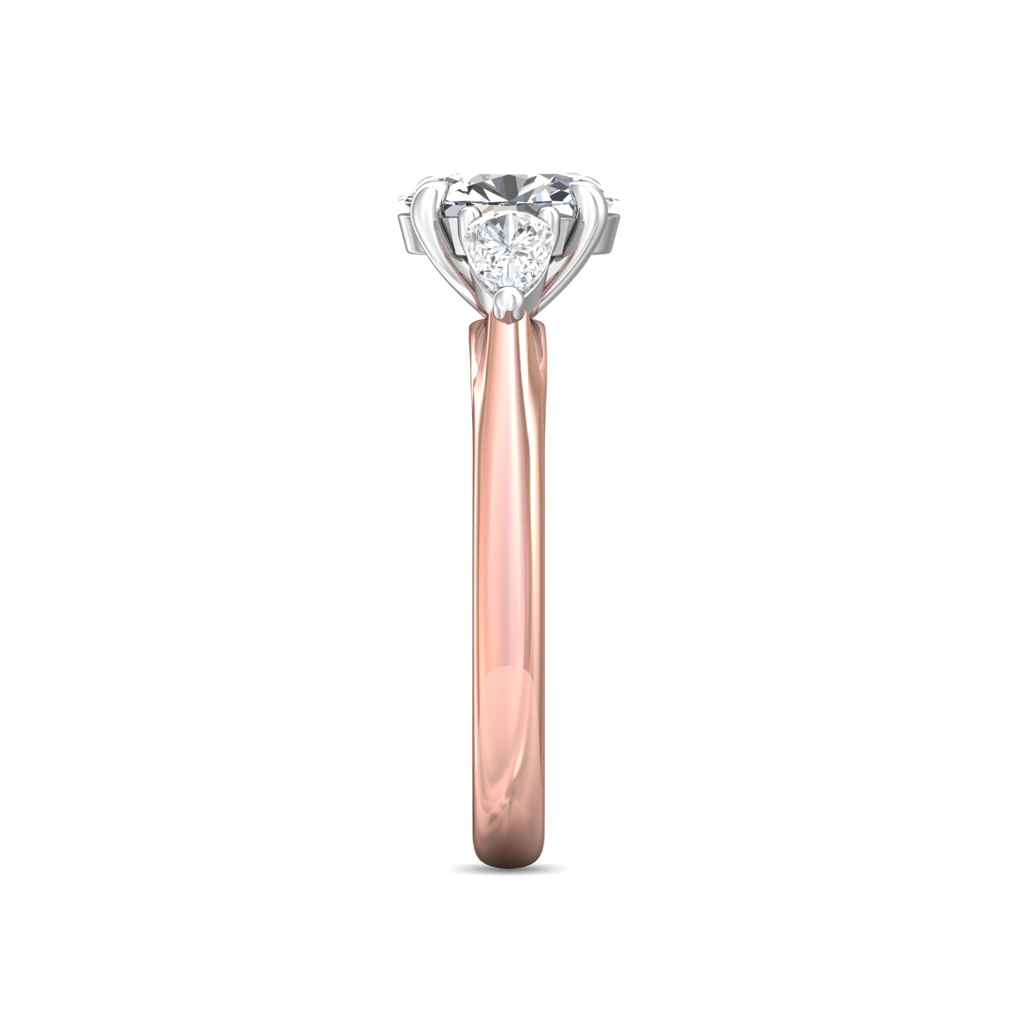 18K White and Rose Gold Oval Diamond Engagement Ring