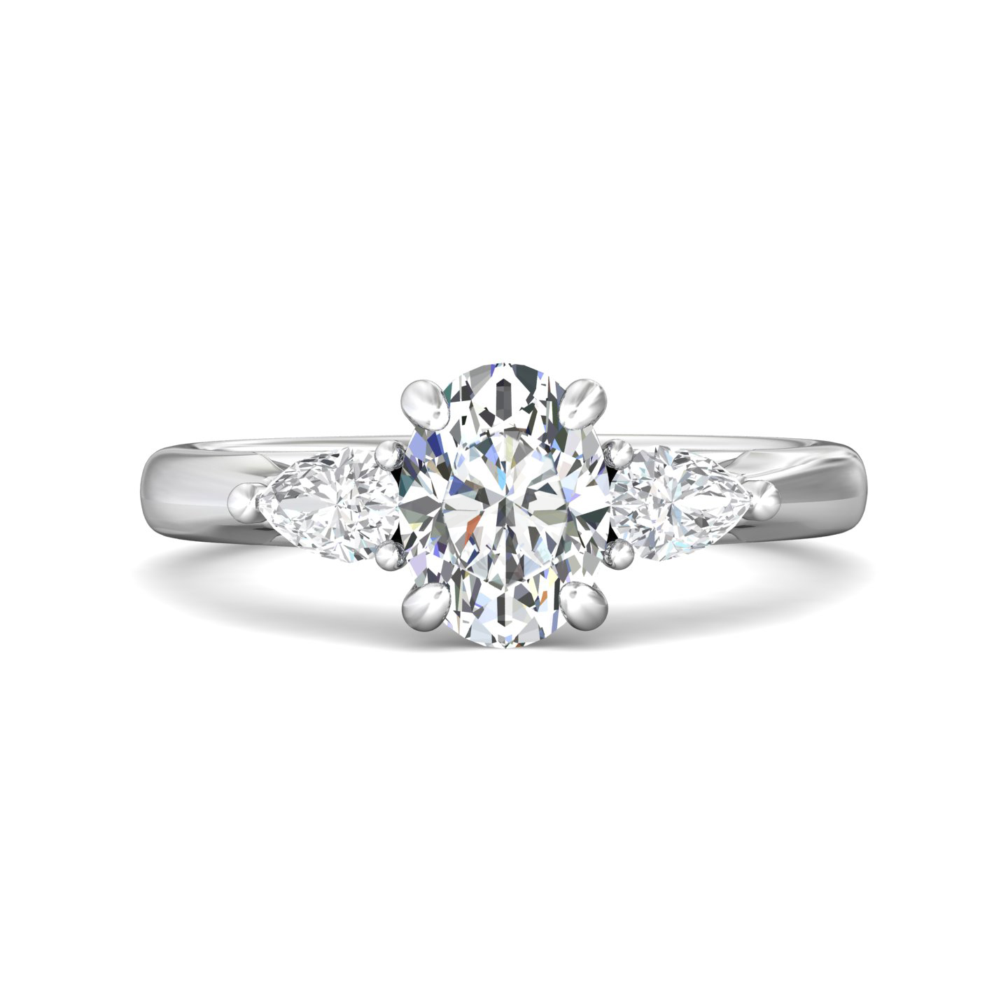 18K White Gold Oval Diamond Engagement Ring