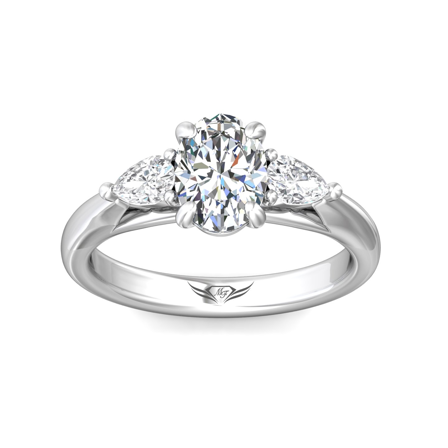 18K White Gold Oval Diamond Engagement Ring