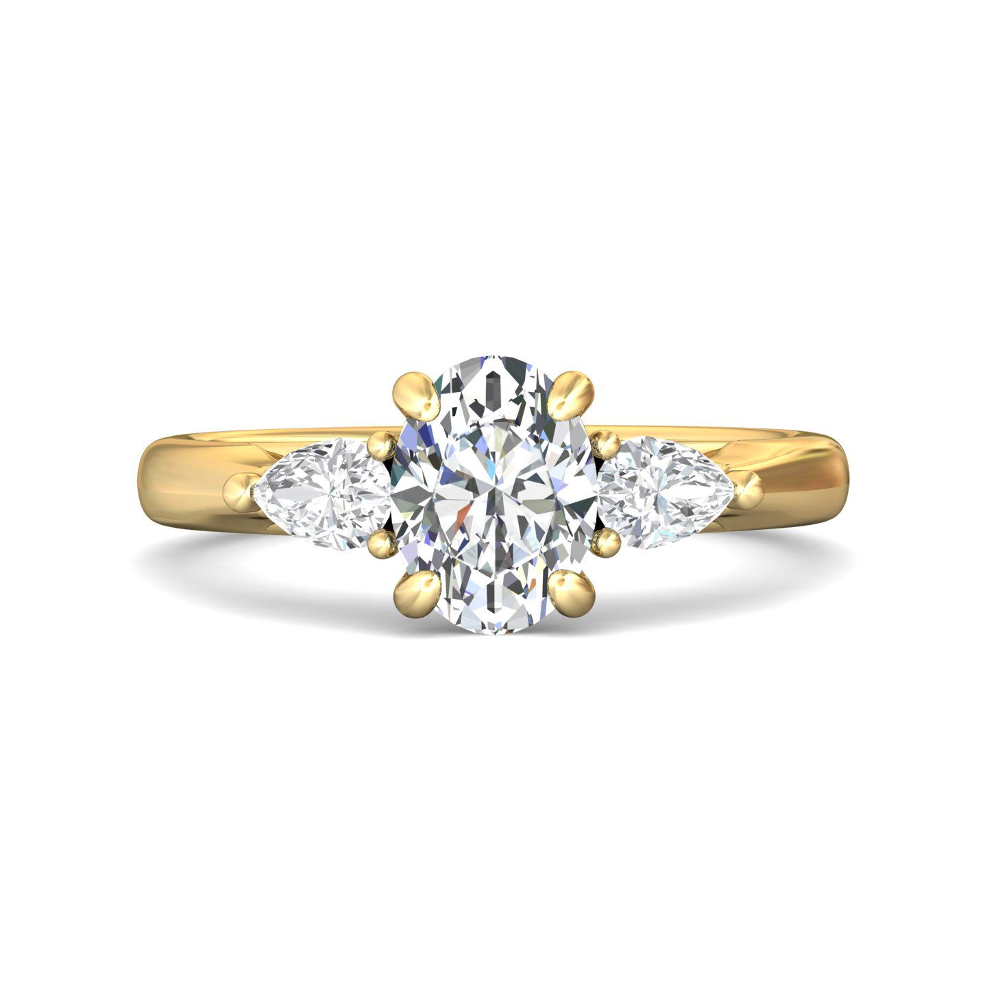 18K Yellow Gold Oval Diamond Engagement Ring