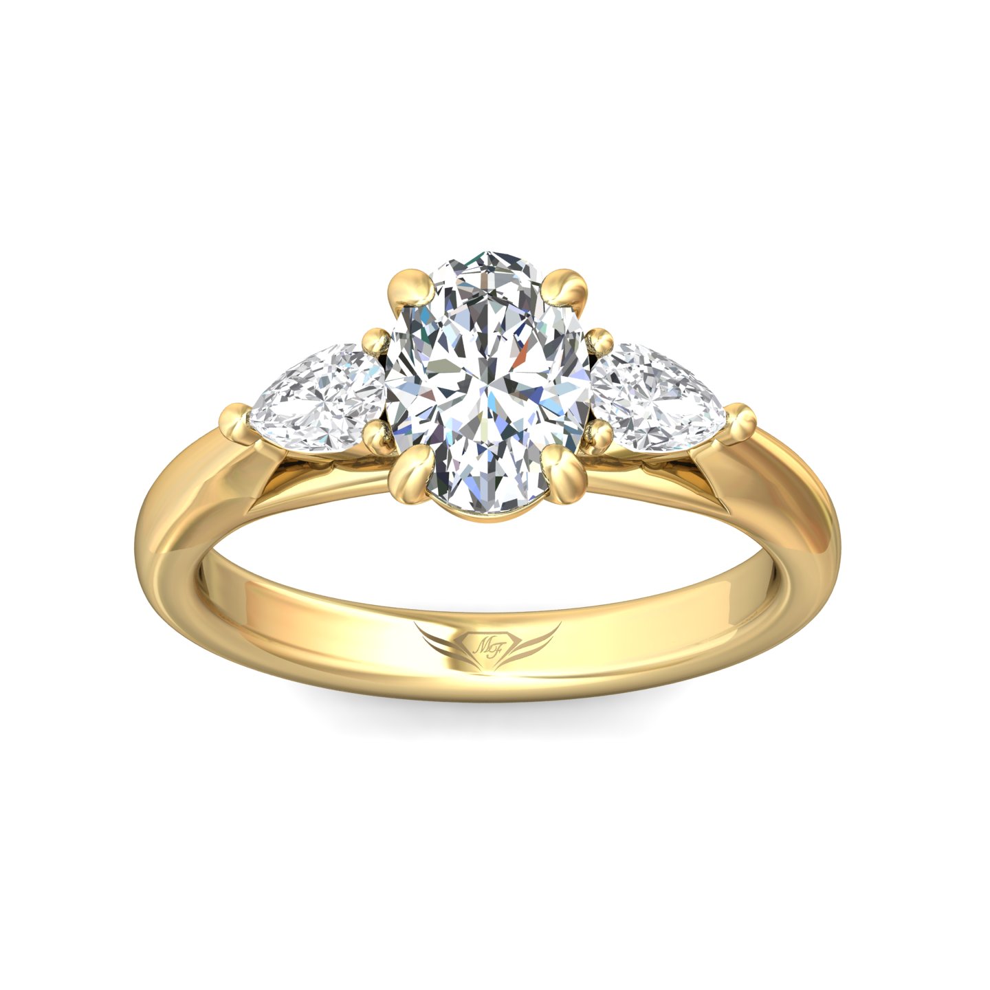 14K Yellow Gold Oval Diamond Engagement Ring