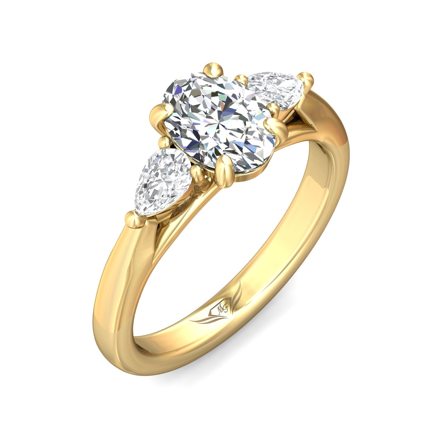 14K Yellow Gold Oval Diamond Engagement Ring