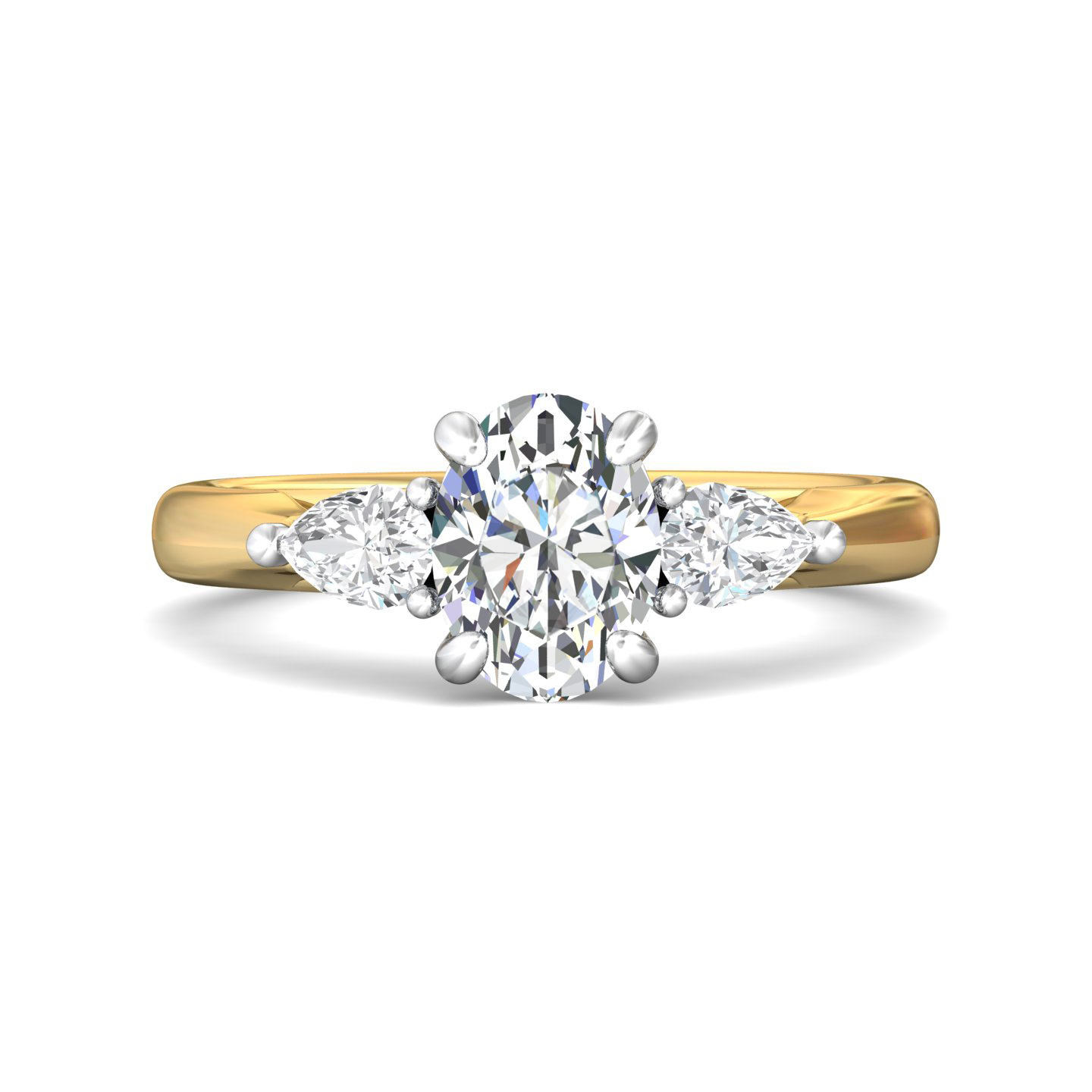 14K Yellow and White Gold Oval Diamond Engagement Ring