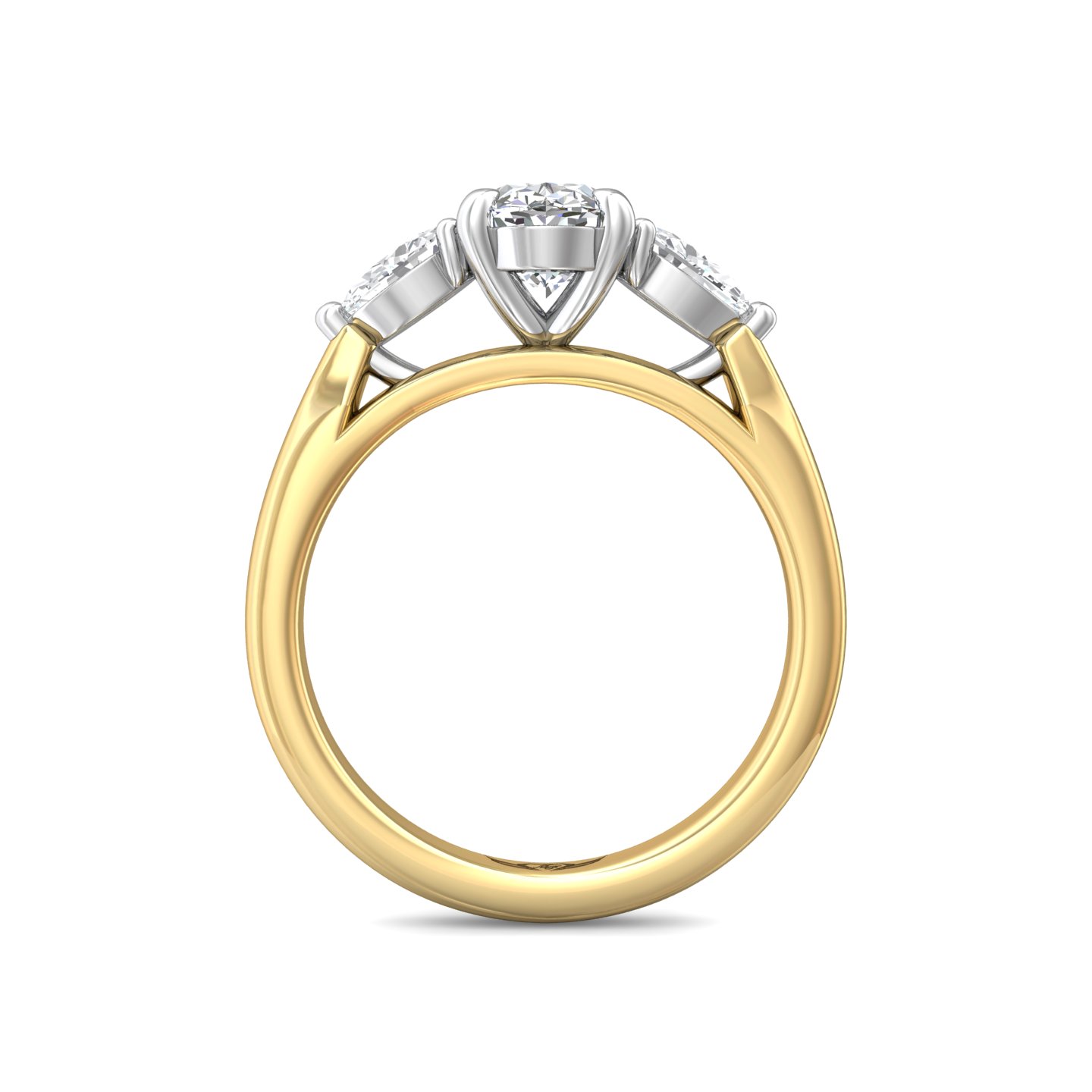 14K Yellow and White Gold Oval Diamond Engagement Ring