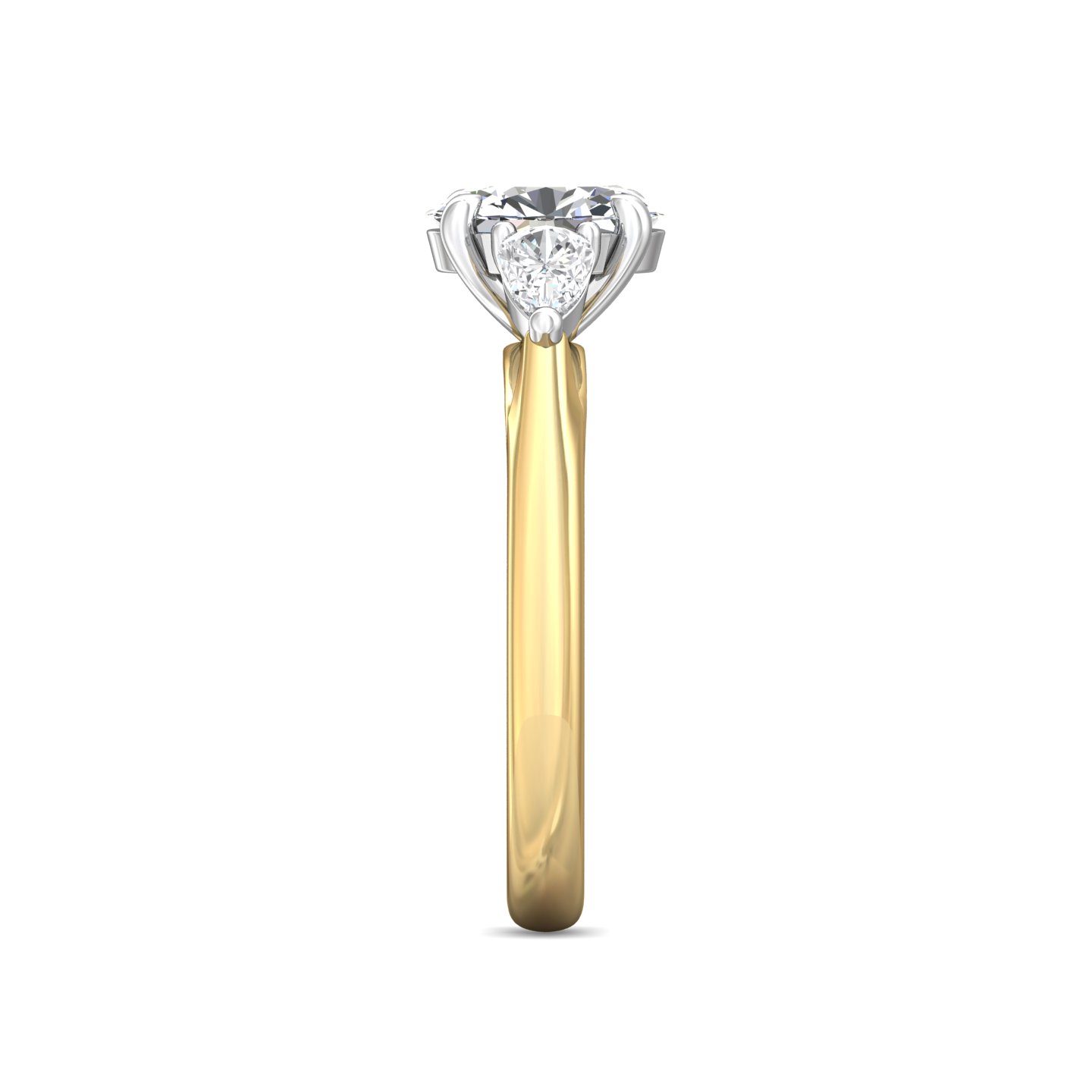 14K Yellow and White Gold Oval Diamond Engagement Ring