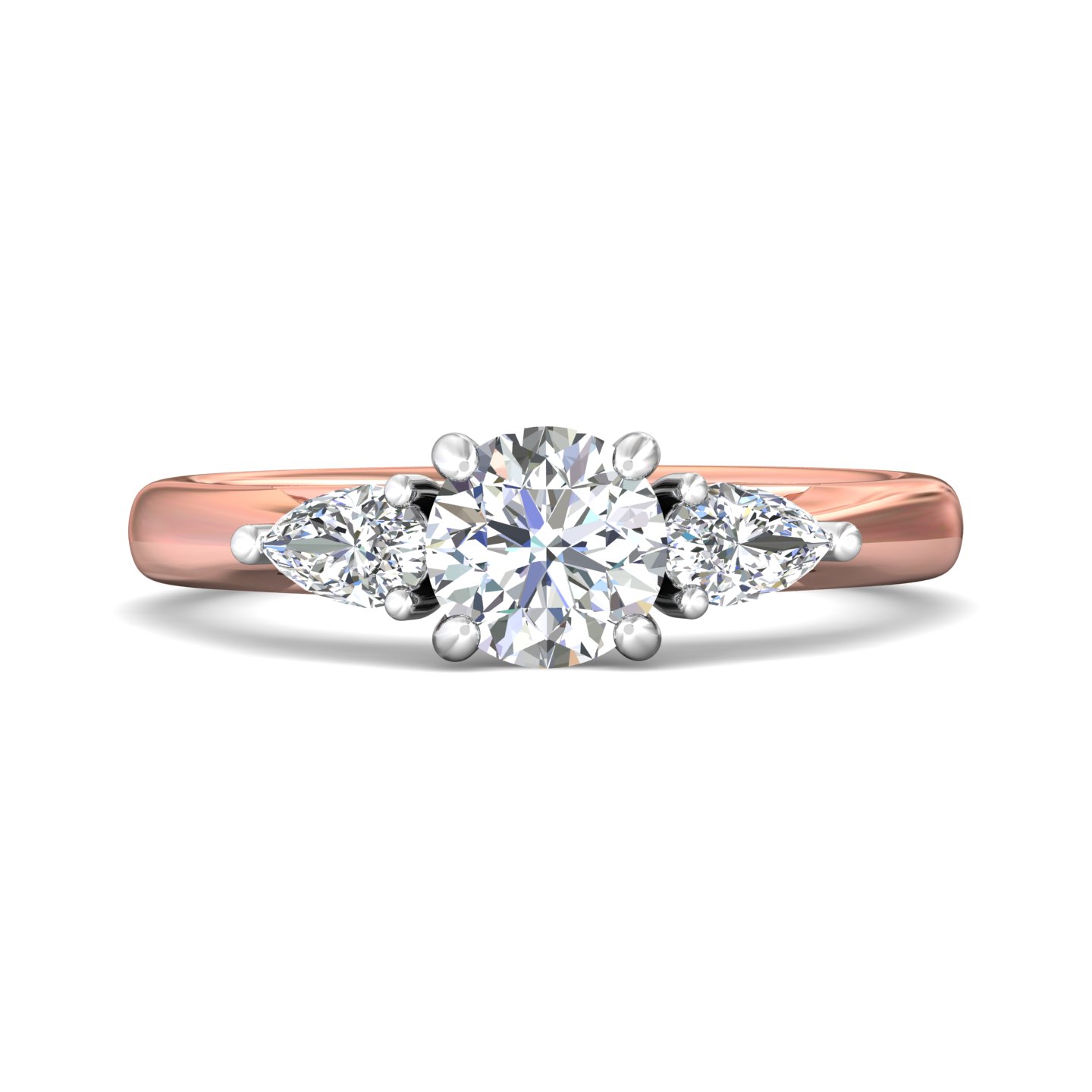 14K Rose and White Gold Round Diamond Engagement Ring
