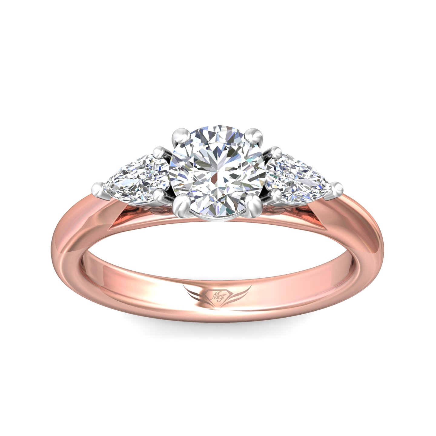 14K Rose and White Gold Round Diamond Engagement Ring