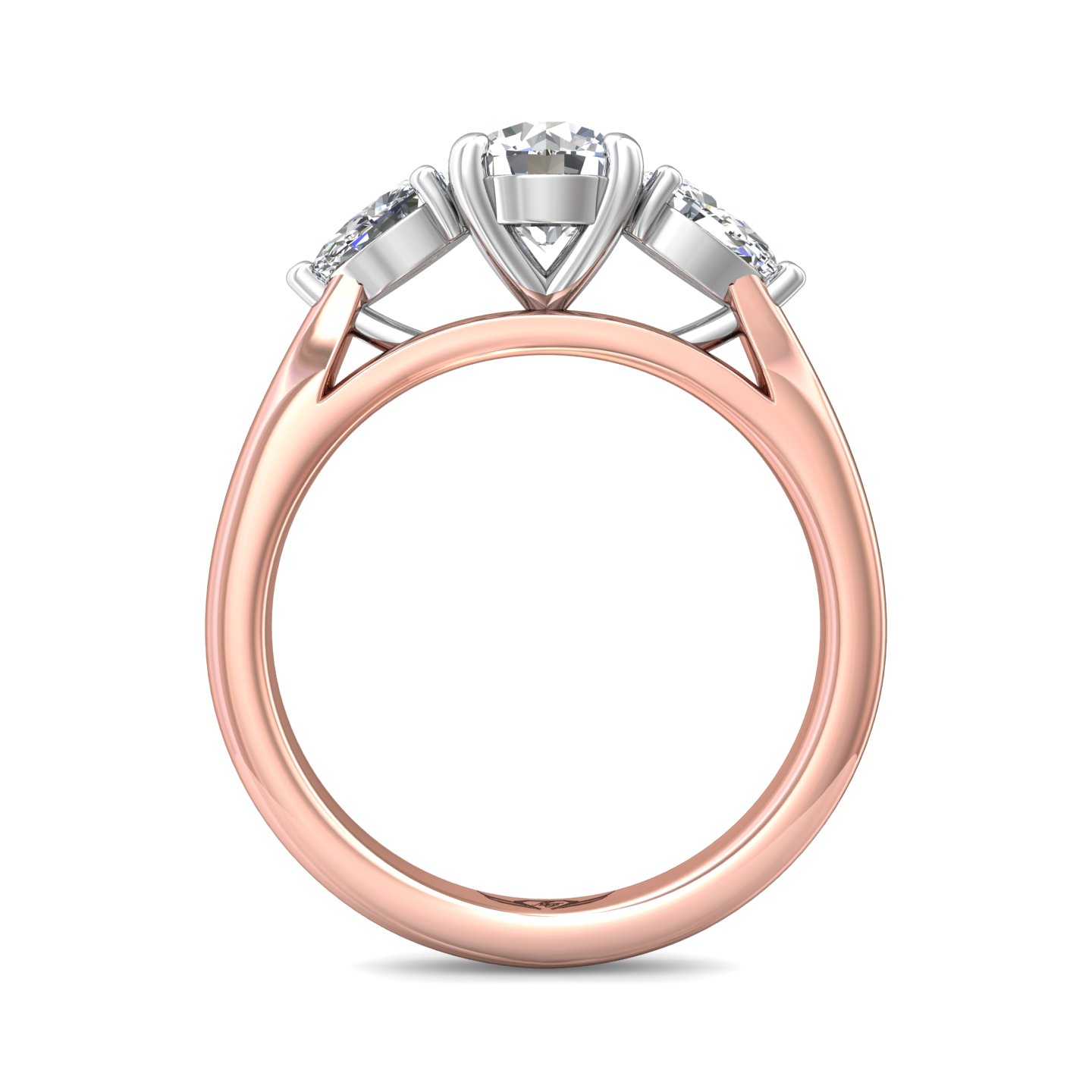 14K Rose and White Gold Round Diamond Engagement Ring