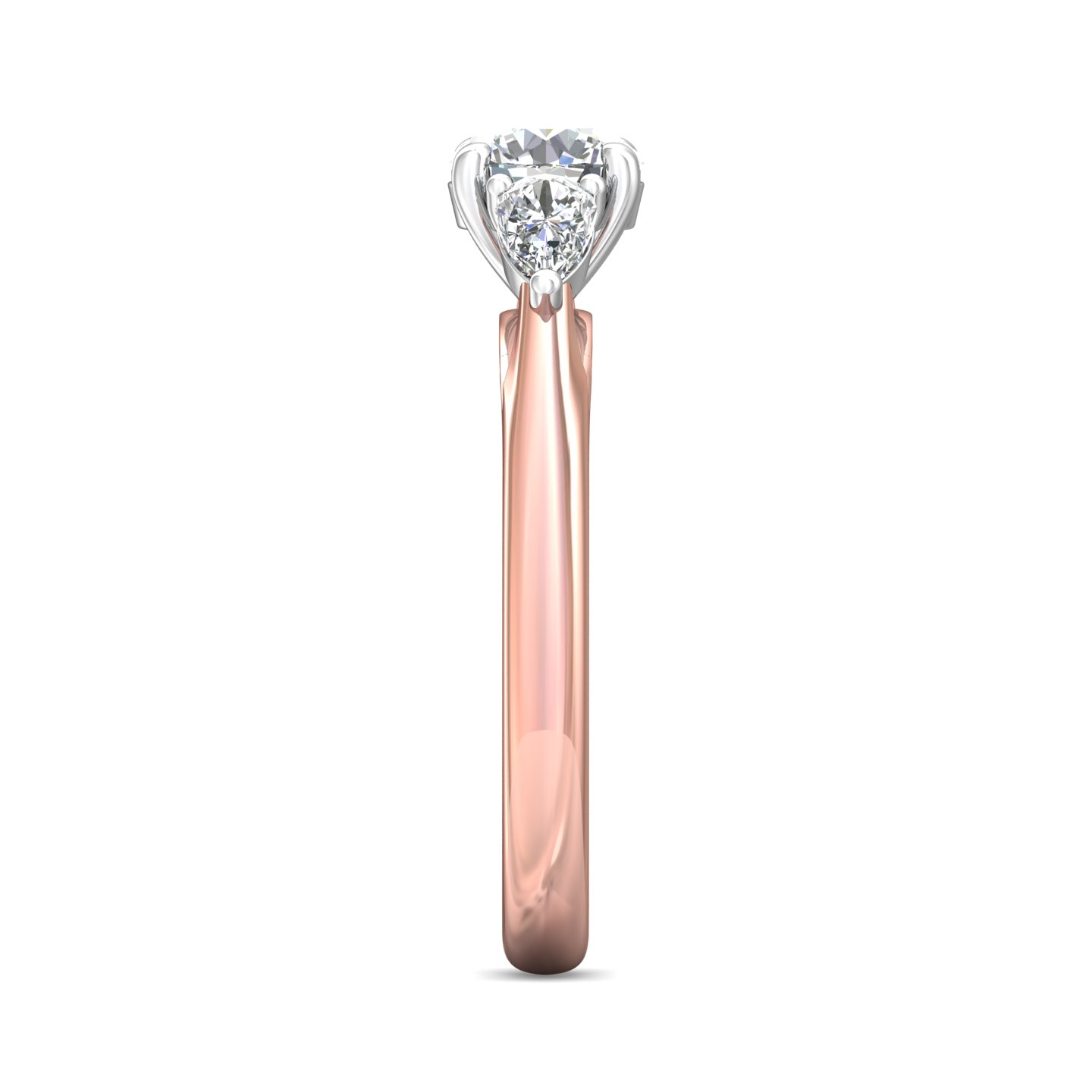 14K Rose and White Gold Round Diamond Engagement Ring