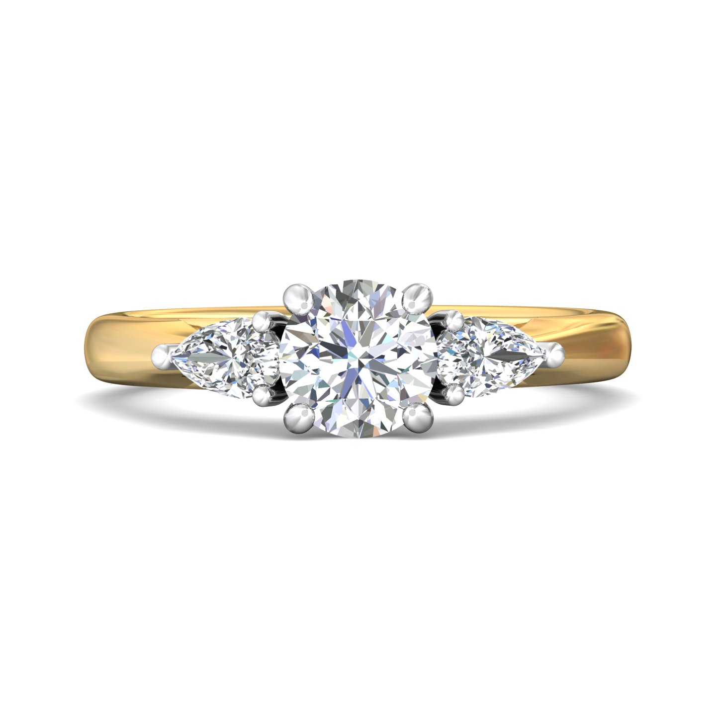 14K Yellow and White Gold Round Diamond Engagement Ring