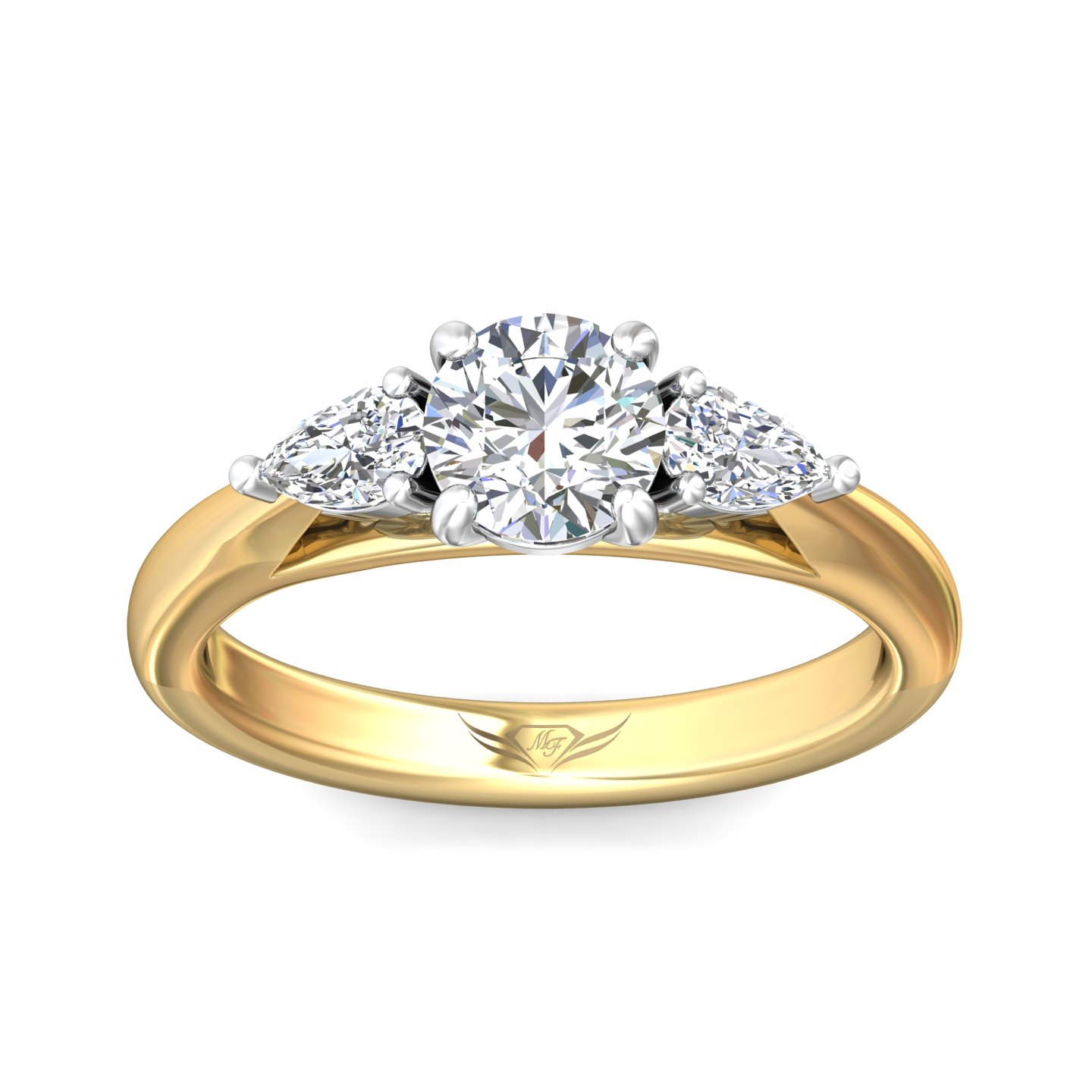 14K Yellow and White Gold Round Diamond Engagement Ring