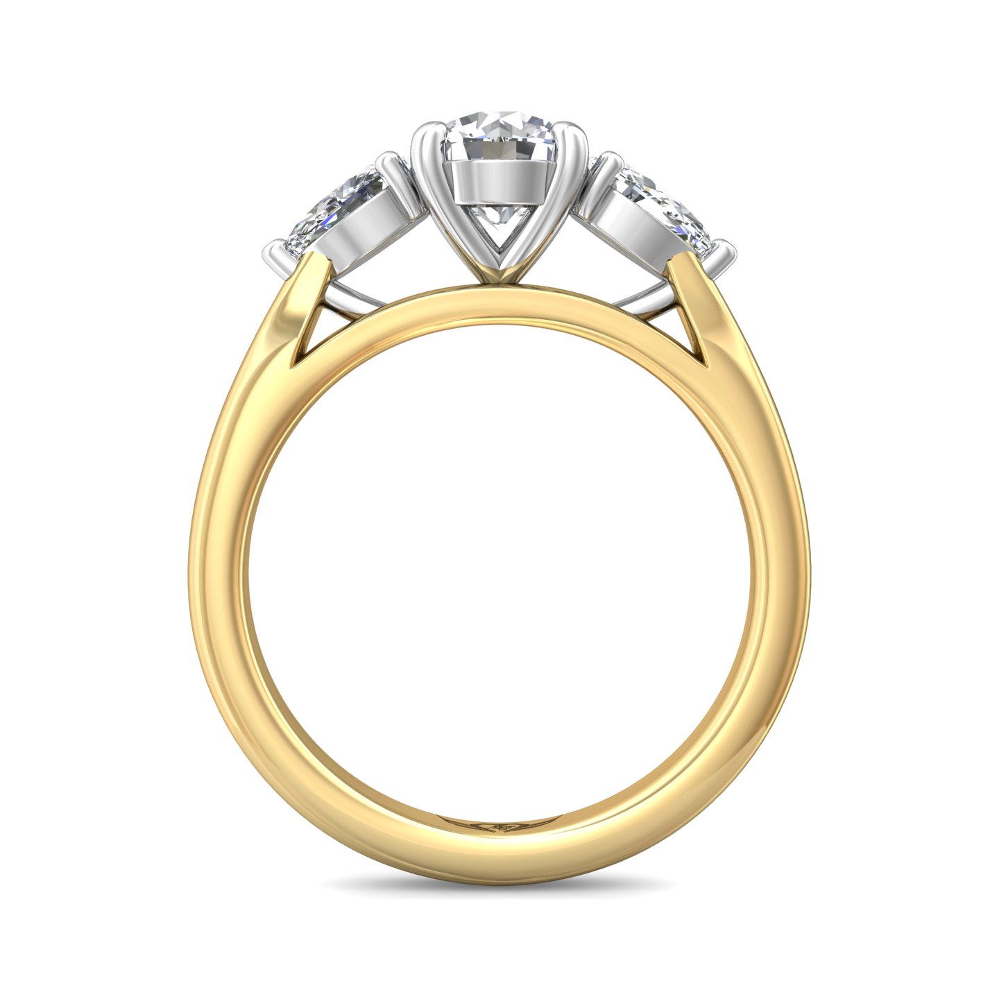 14K Yellow and White Gold Round Diamond Engagement Ring