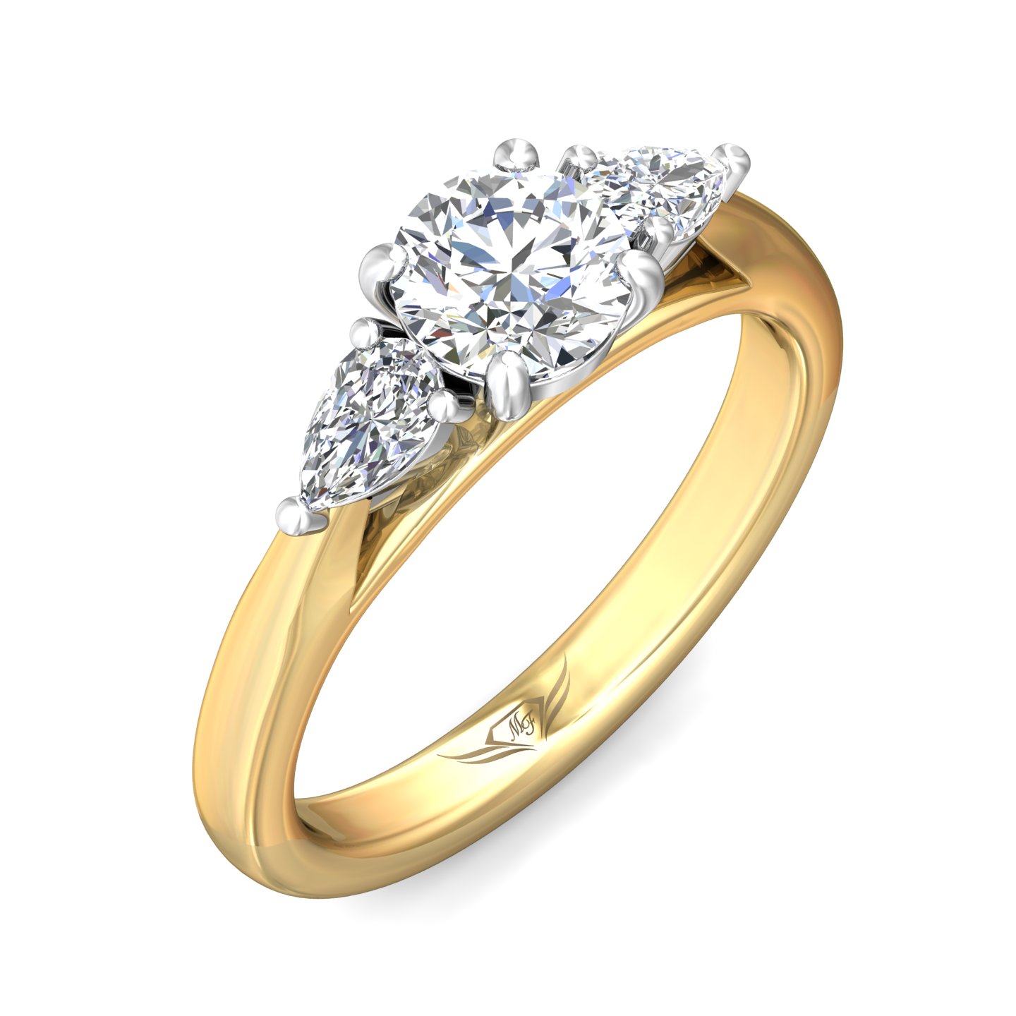 14K Yellow and White Gold Round Diamond Engagement Ring