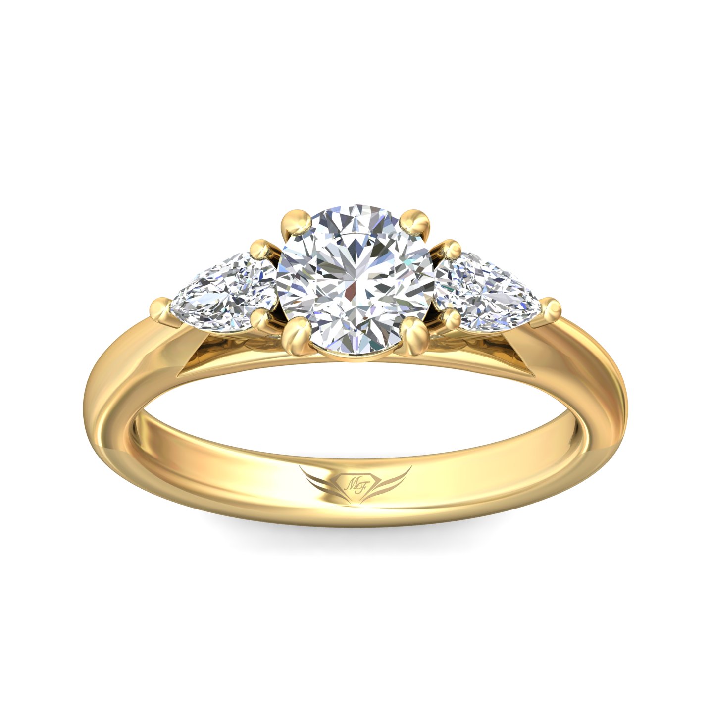 14K Yellow Gold Round Diamond Engagement Ring