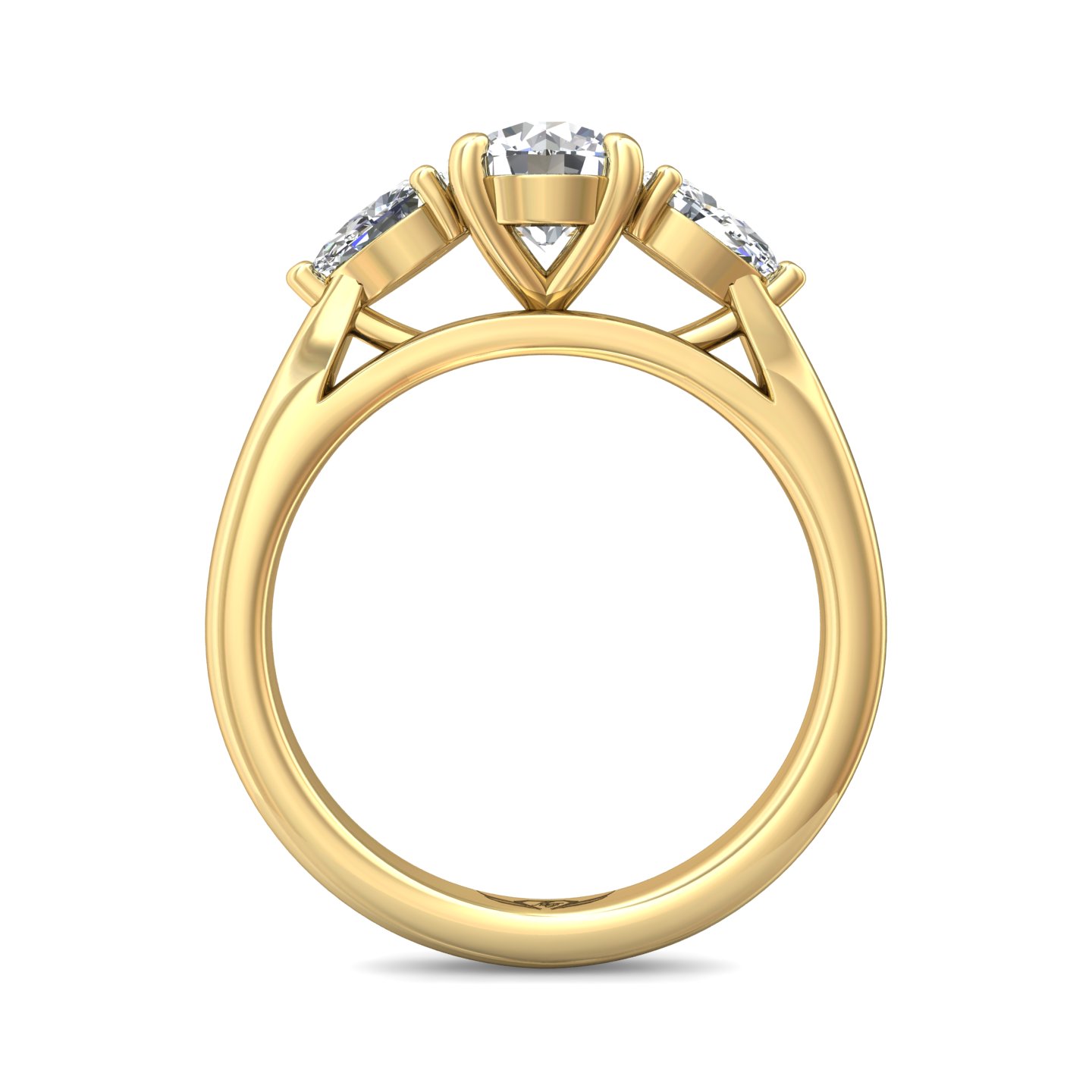 14K Yellow Gold Round Diamond Engagement Ring