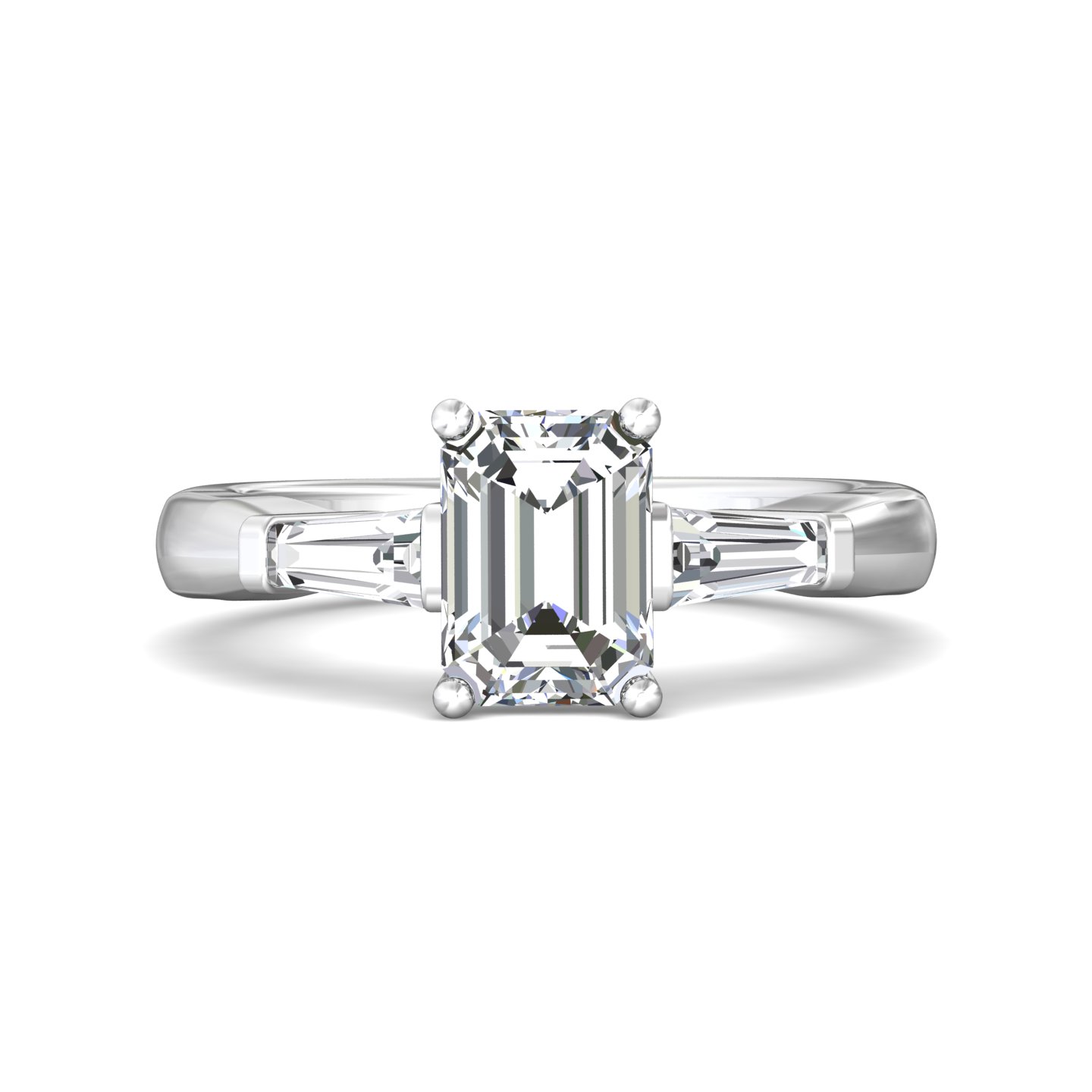 Platinum Emerald Cut Diamond Engagement Ring