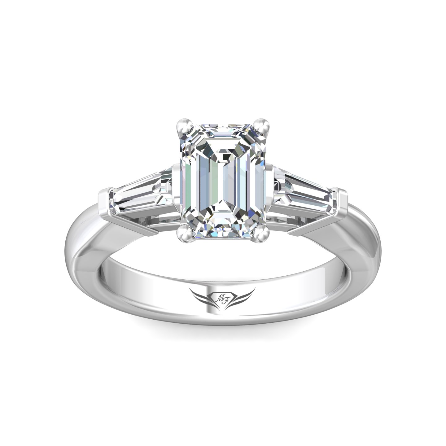 Platinum Emerald Cut Diamond Engagement Ring