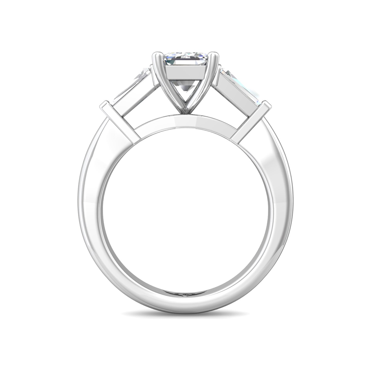 Platinum Emerald Cut Diamond Engagement Ring