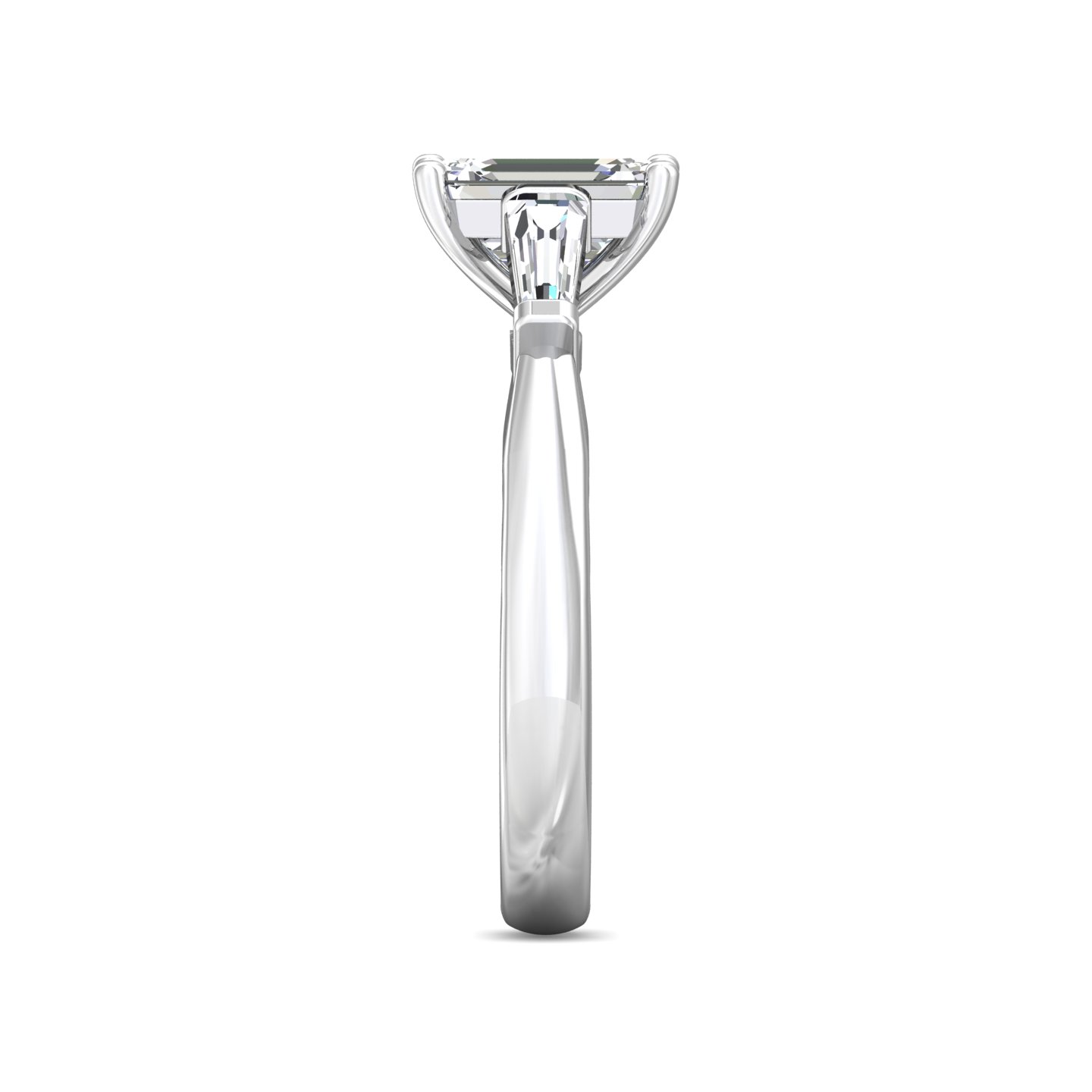 Platinum Emerald Cut Diamond Engagement Ring