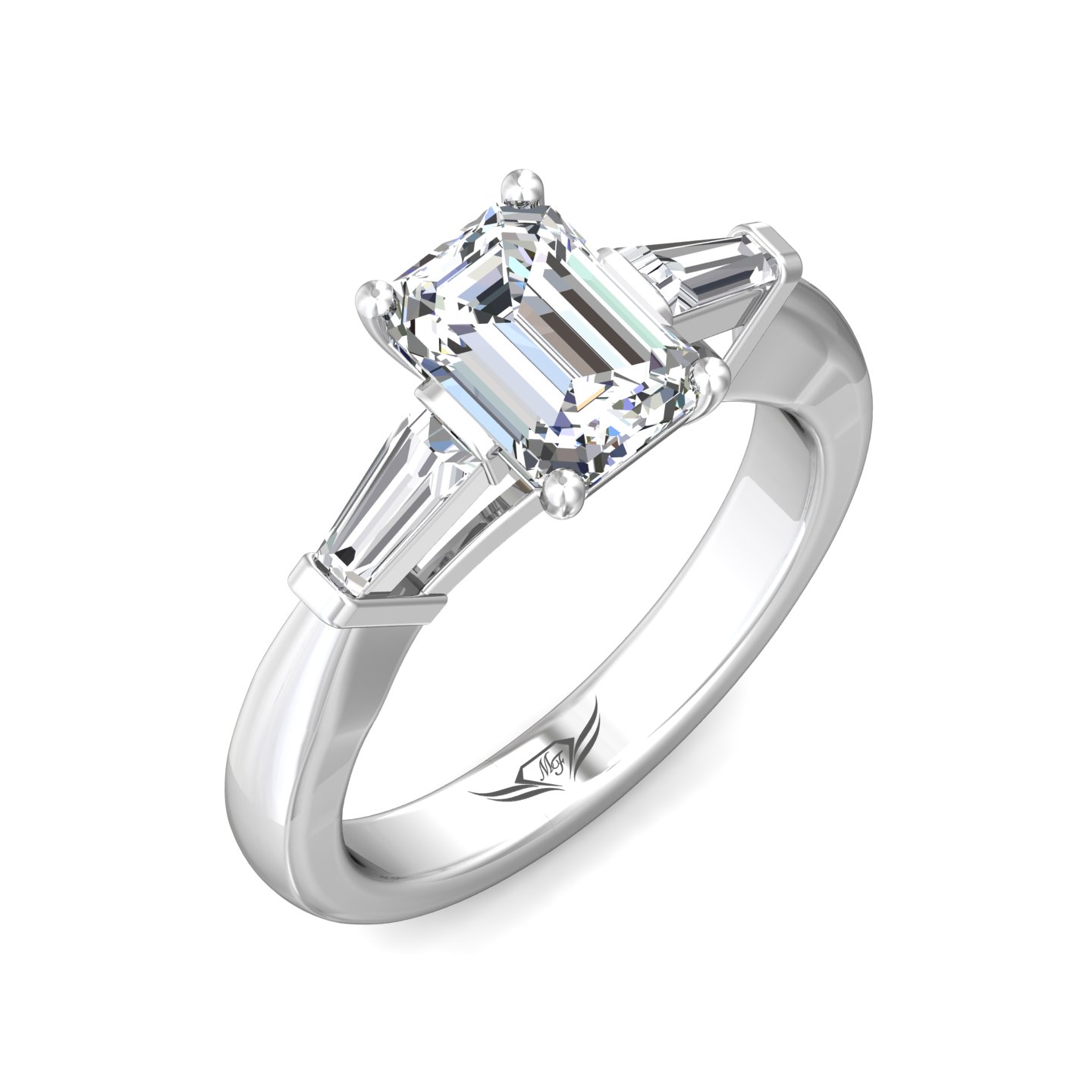 Platinum Emerald Cut Diamond Engagement Ring