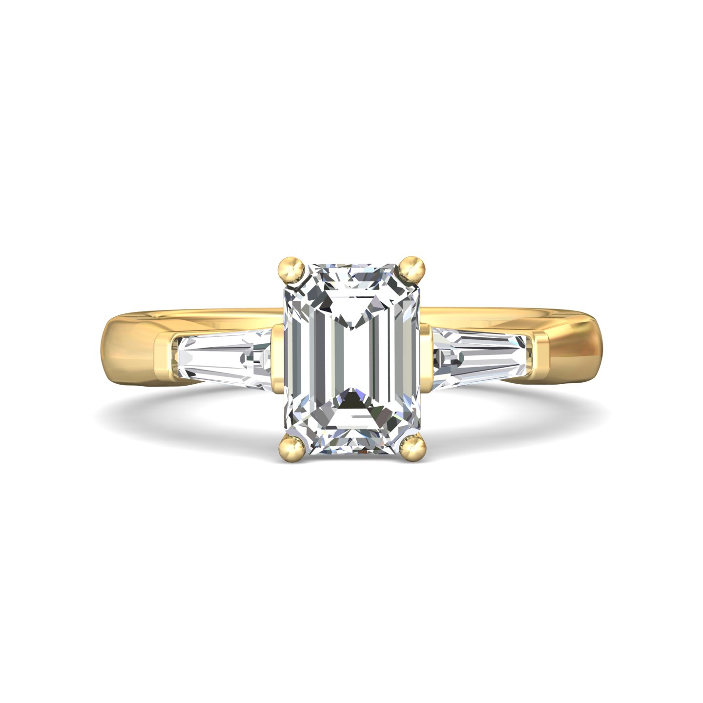 14K Yellow Gold Emerald Cut Diamond Engagement Ring