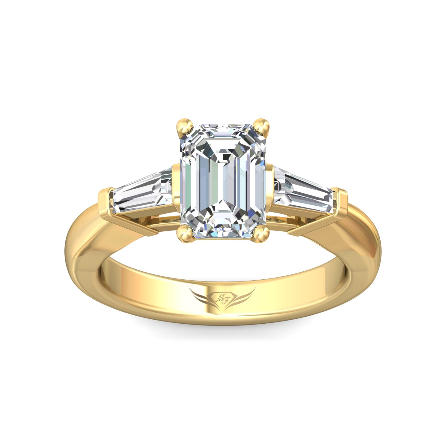 14K Yellow Gold Emerald Cut Diamond Engagement Ring