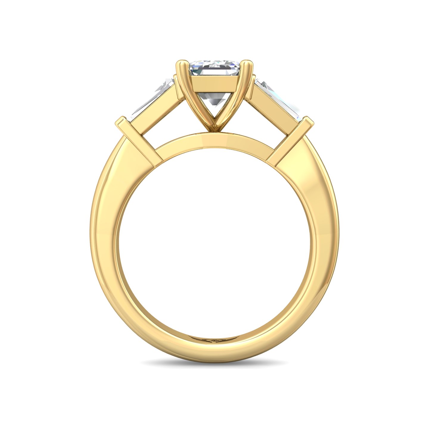 14K Yellow Gold Emerald Cut Diamond Engagement Ring