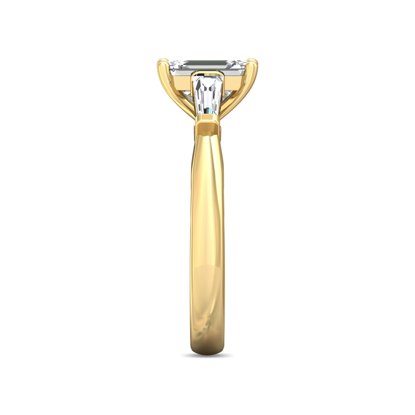 14K Yellow Gold Emerald Cut Diamond Engagement Ring