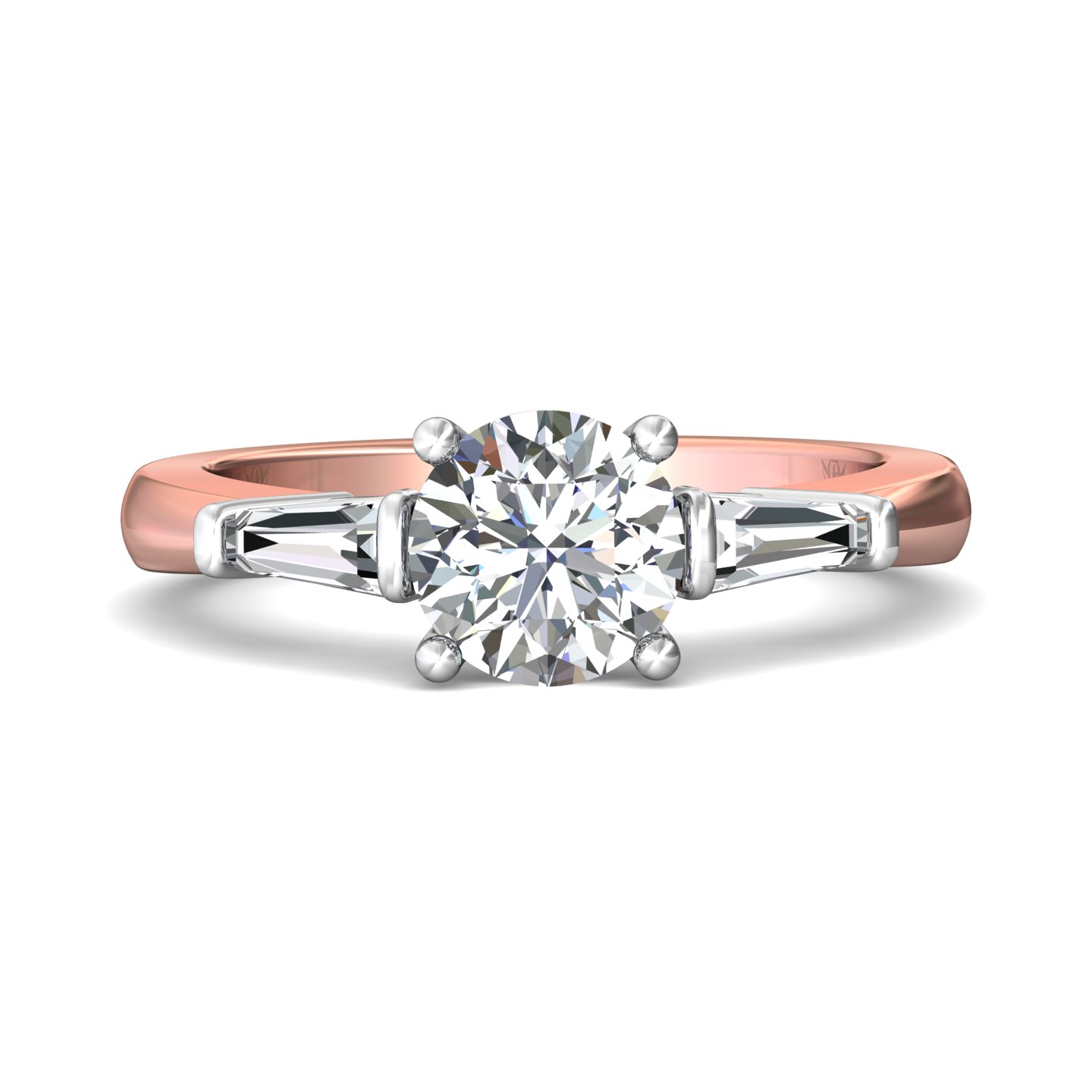 14K Rose and White Gold Round Diamond Engagement Ring
