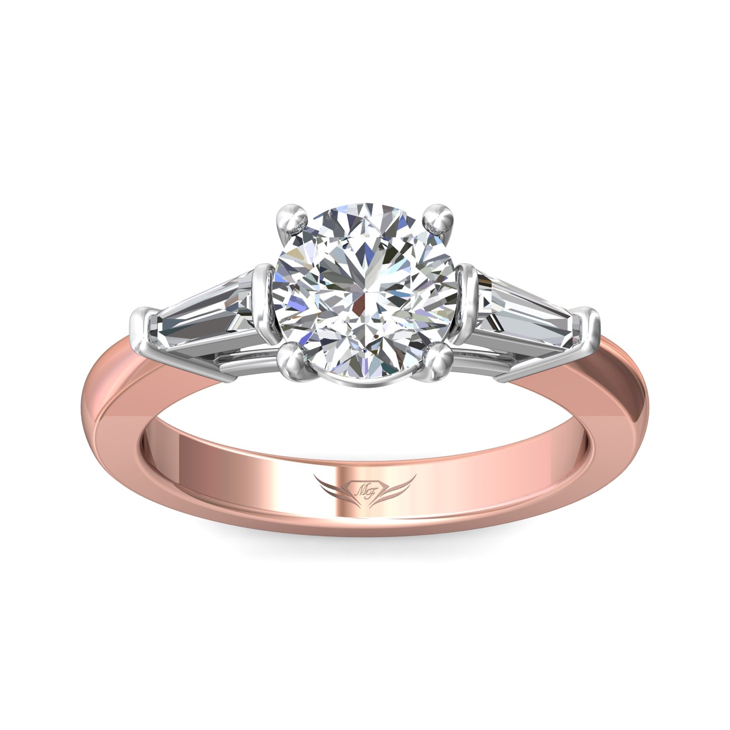 14K Rose and White Gold Round Diamond Engagement Ring