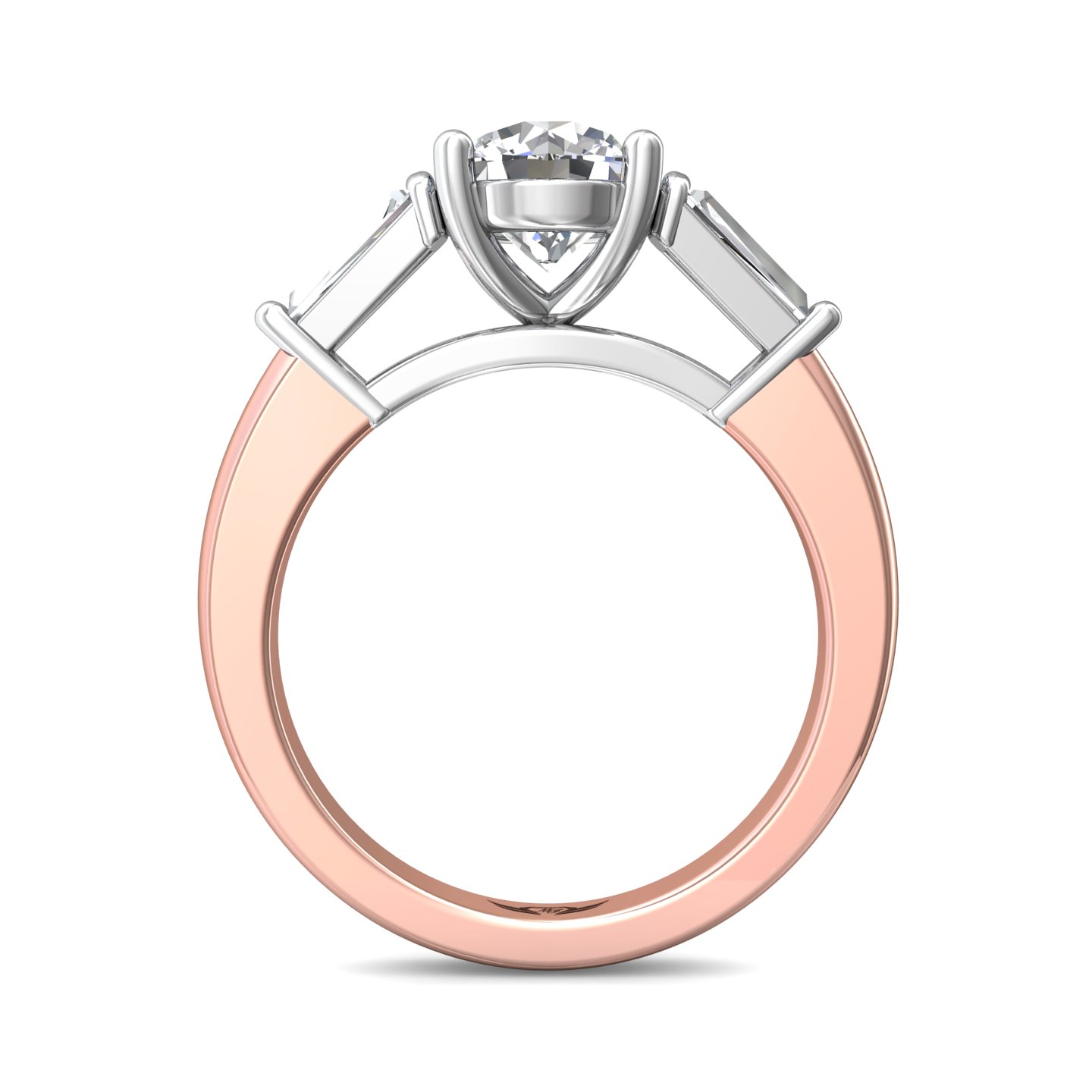 14K Rose and White Gold Round Diamond Engagement Ring
