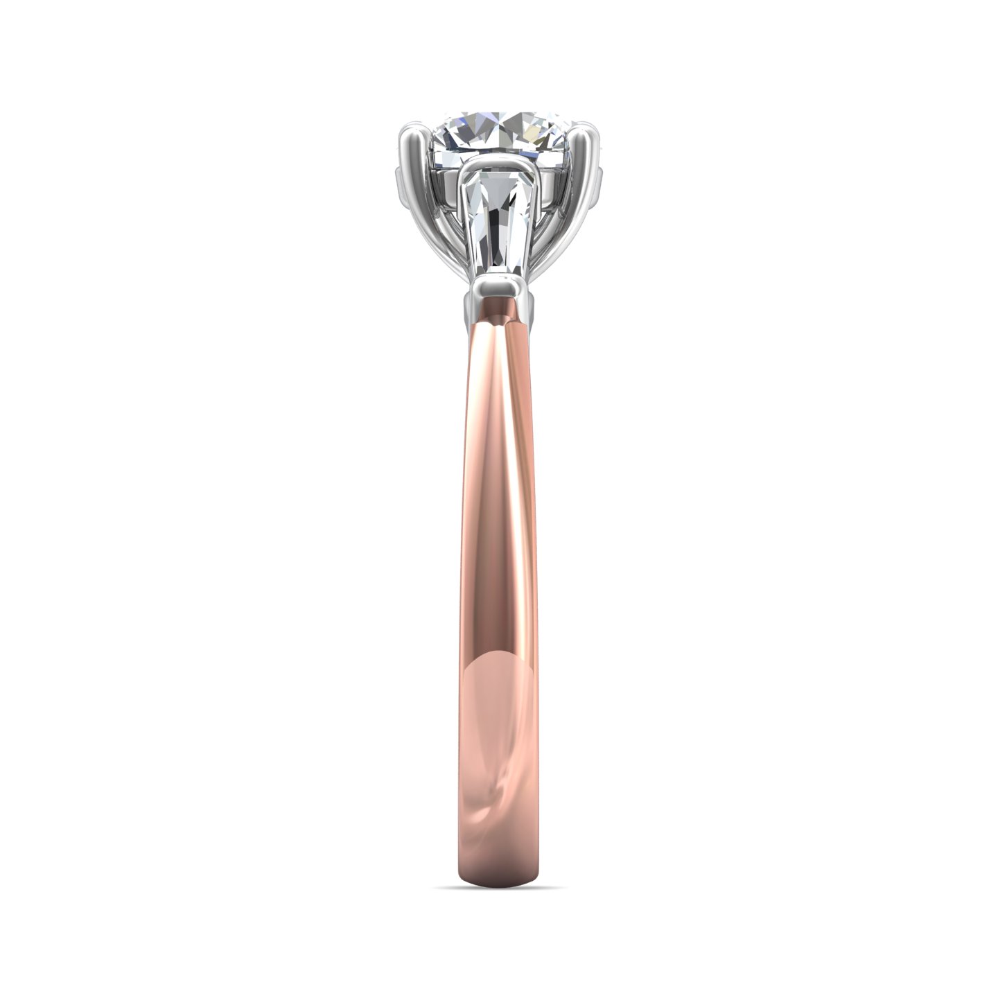 14K Rose and White Gold Round Diamond Engagement Ring
