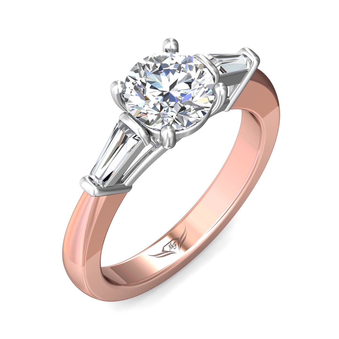 14K Rose and White Gold Round Diamond Engagement Ring