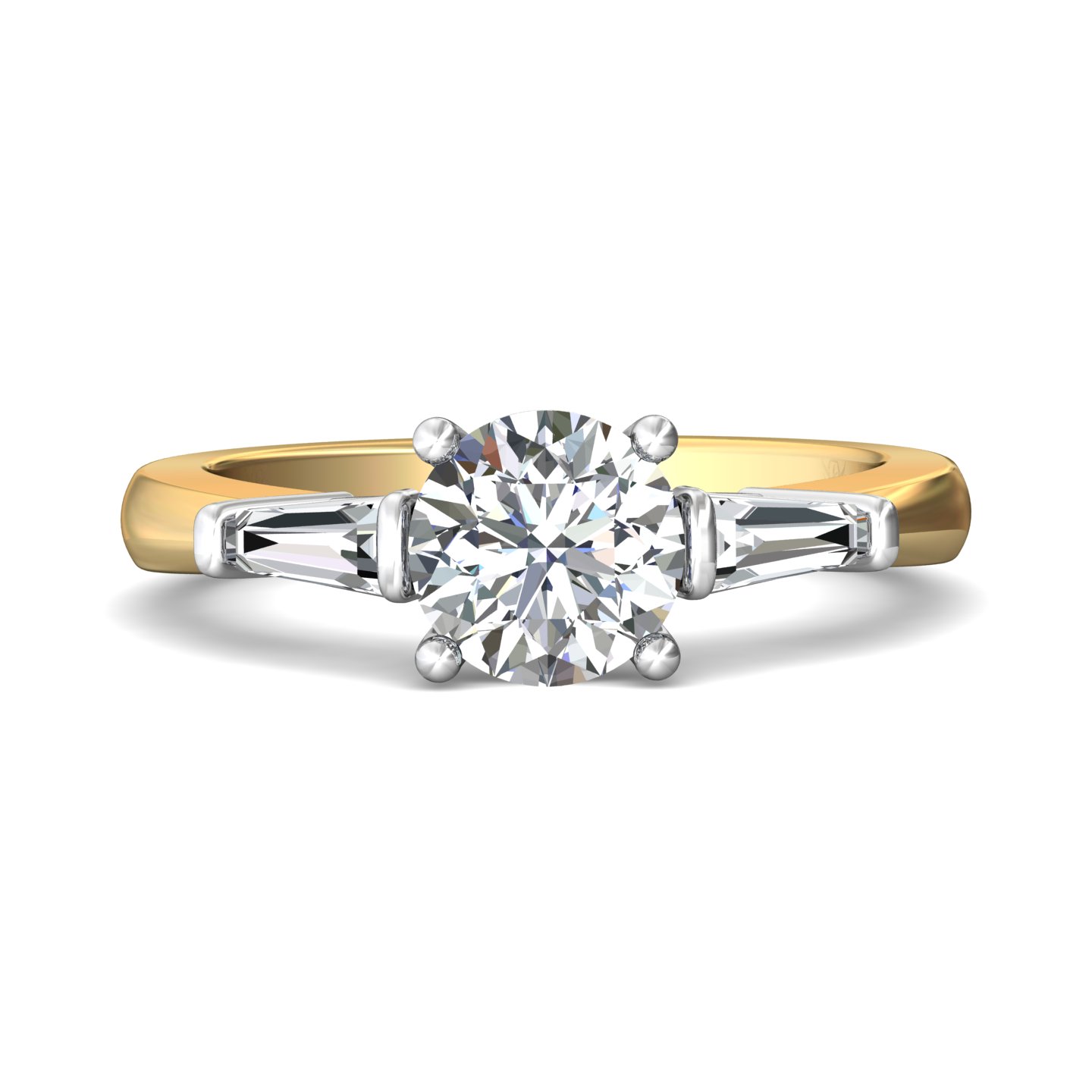 14K Yellow and White Gold Round Diamond Engagement Ring