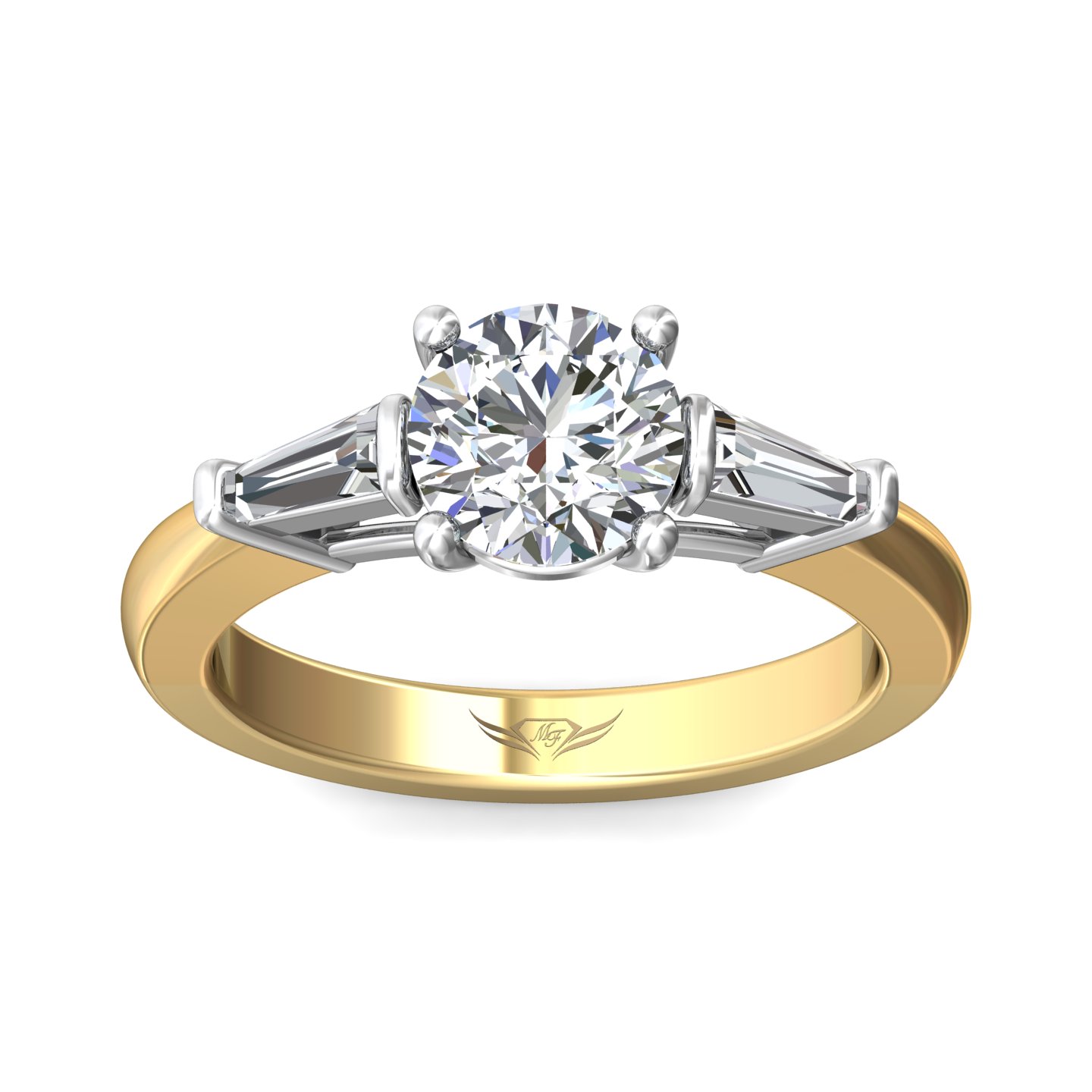14K Yellow and White Gold Round Diamond Engagement Ring