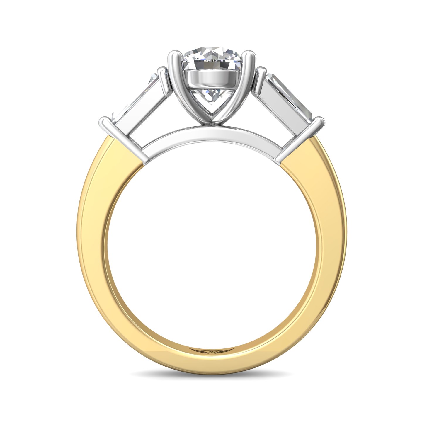 14K Yellow and White Gold Round Diamond Engagement Ring