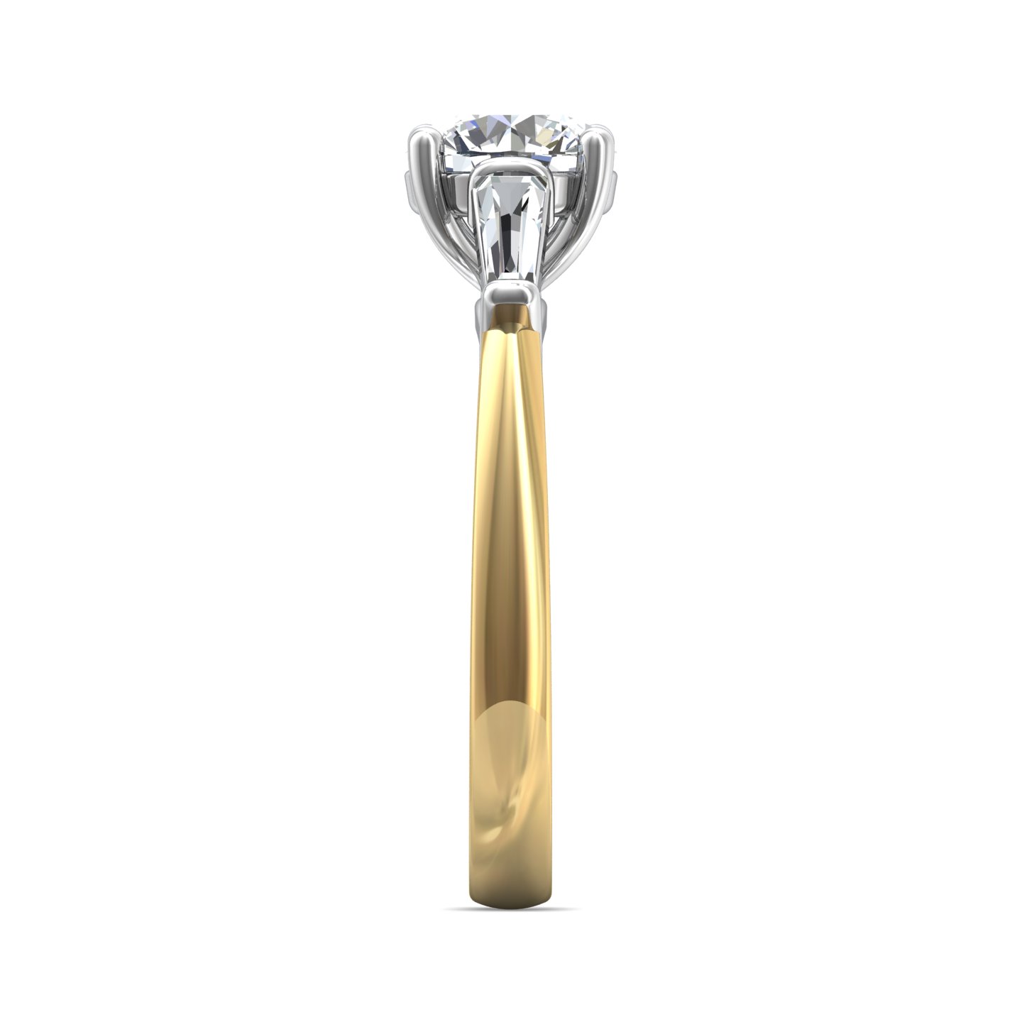 14K Yellow and White Gold Round Diamond Engagement Ring