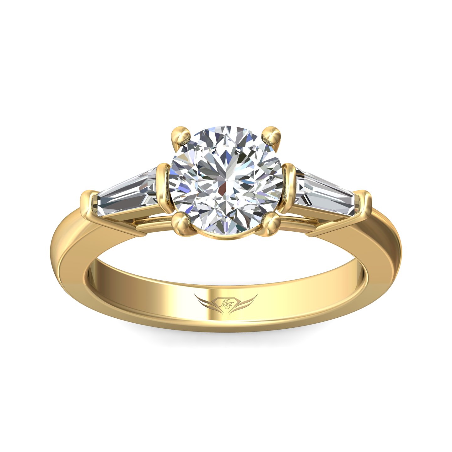 18K Yellow Gold Round Diamond Engagement Ring