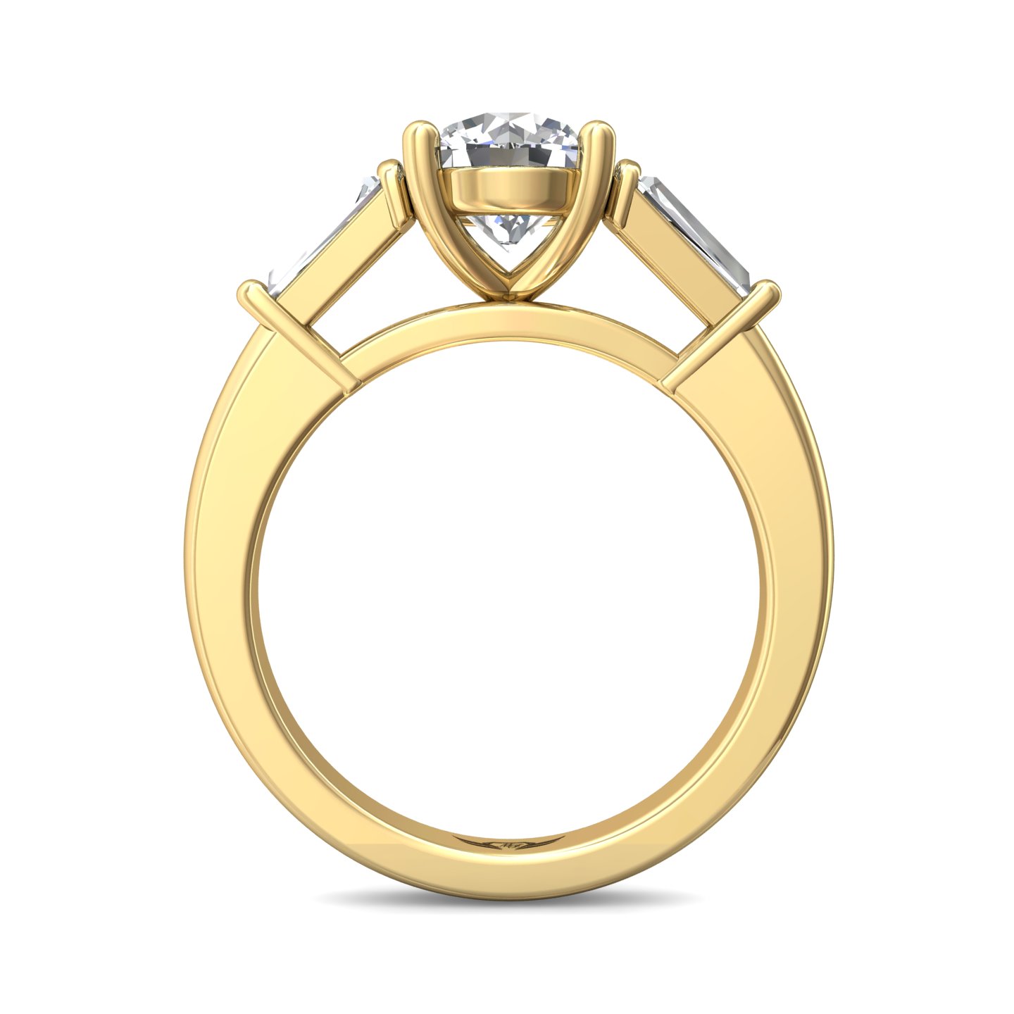 18K Yellow Gold Round Diamond Engagement Ring