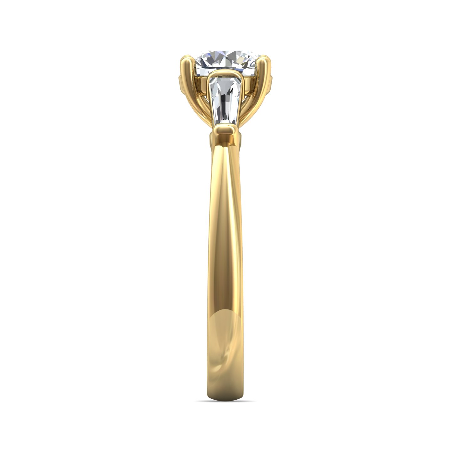 18K Yellow Gold Round Diamond Engagement Ring