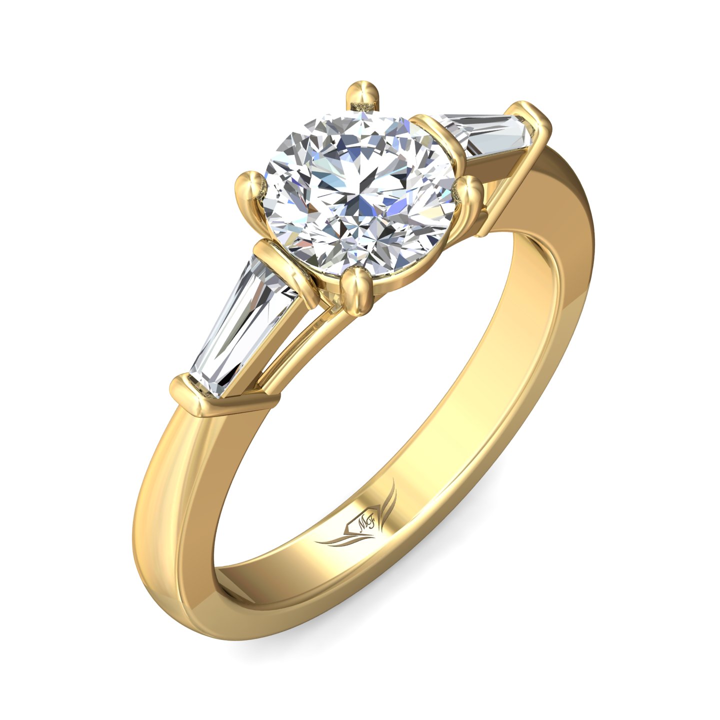 18K Yellow Gold Round Diamond Engagement Ring