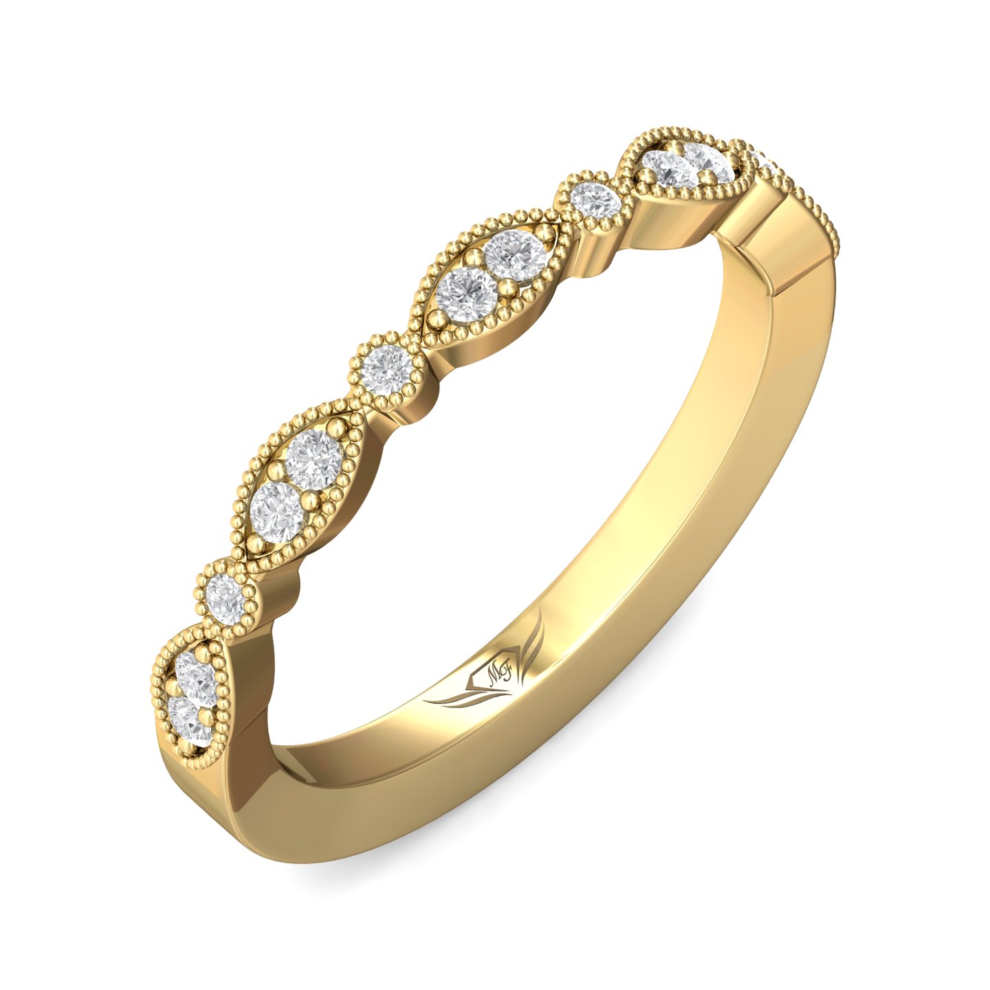 14K Yellow Gold Micropave Wedding Band