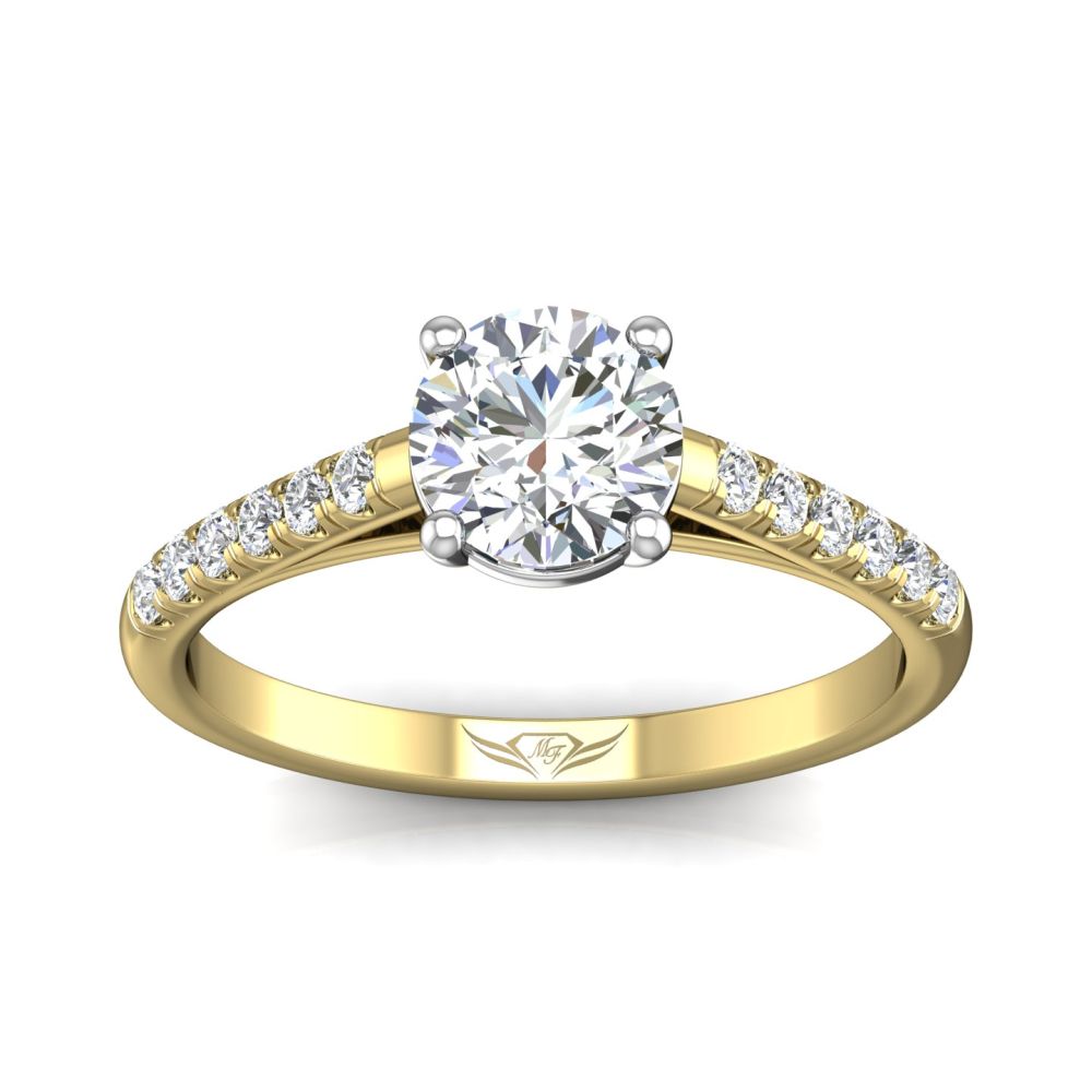 18K Yellow Gold and Platinum Round Diamond Engagement Ring
