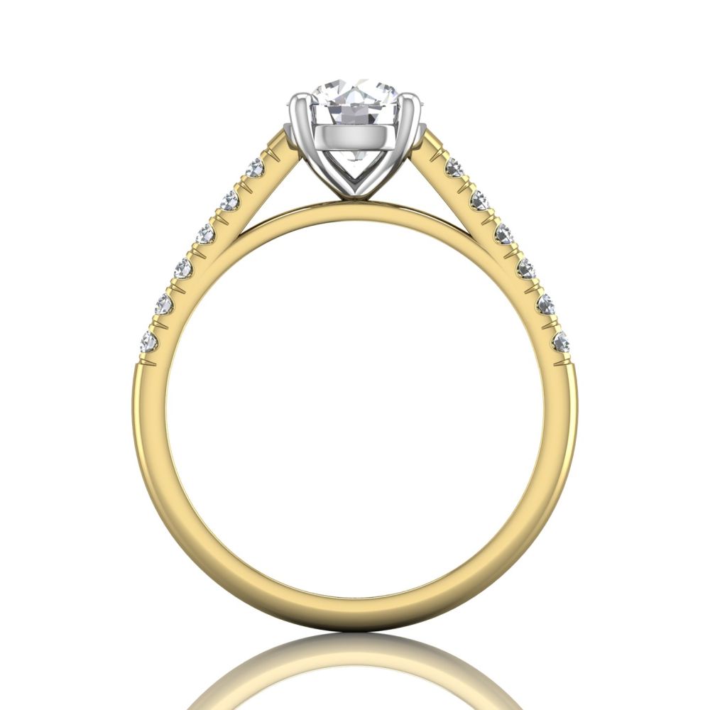 18K Yellow Gold and Platinum Round Diamond Engagement Ring