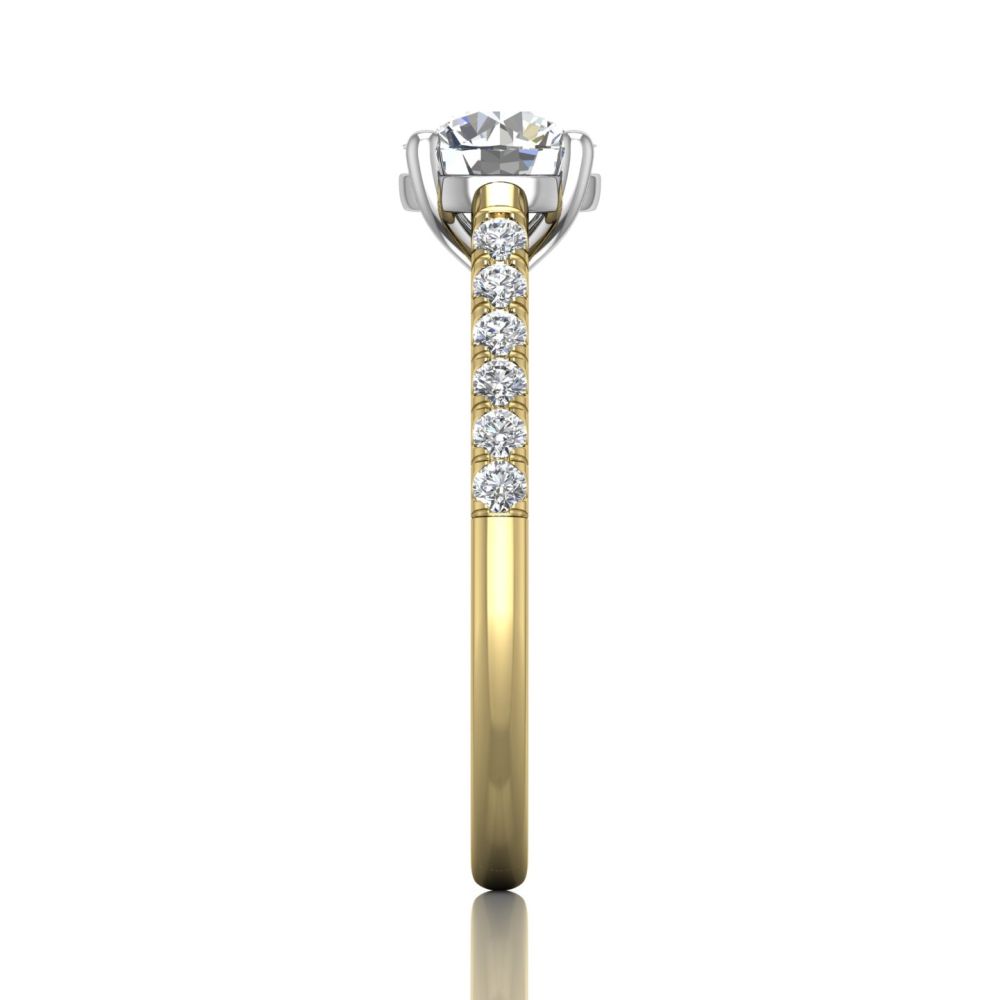 18K Yellow Gold and Platinum Round Diamond Engagement Ring