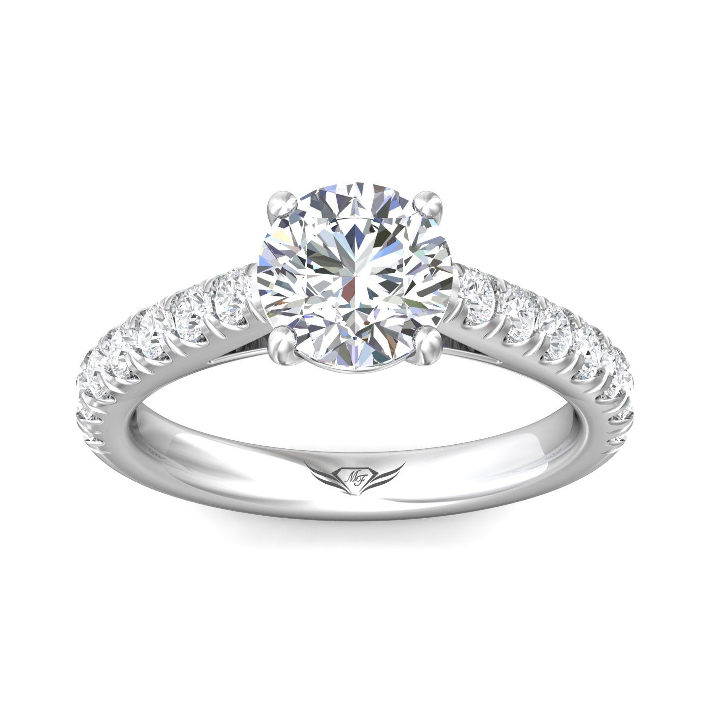 14K White Gold Round Diamond Engagement Ring