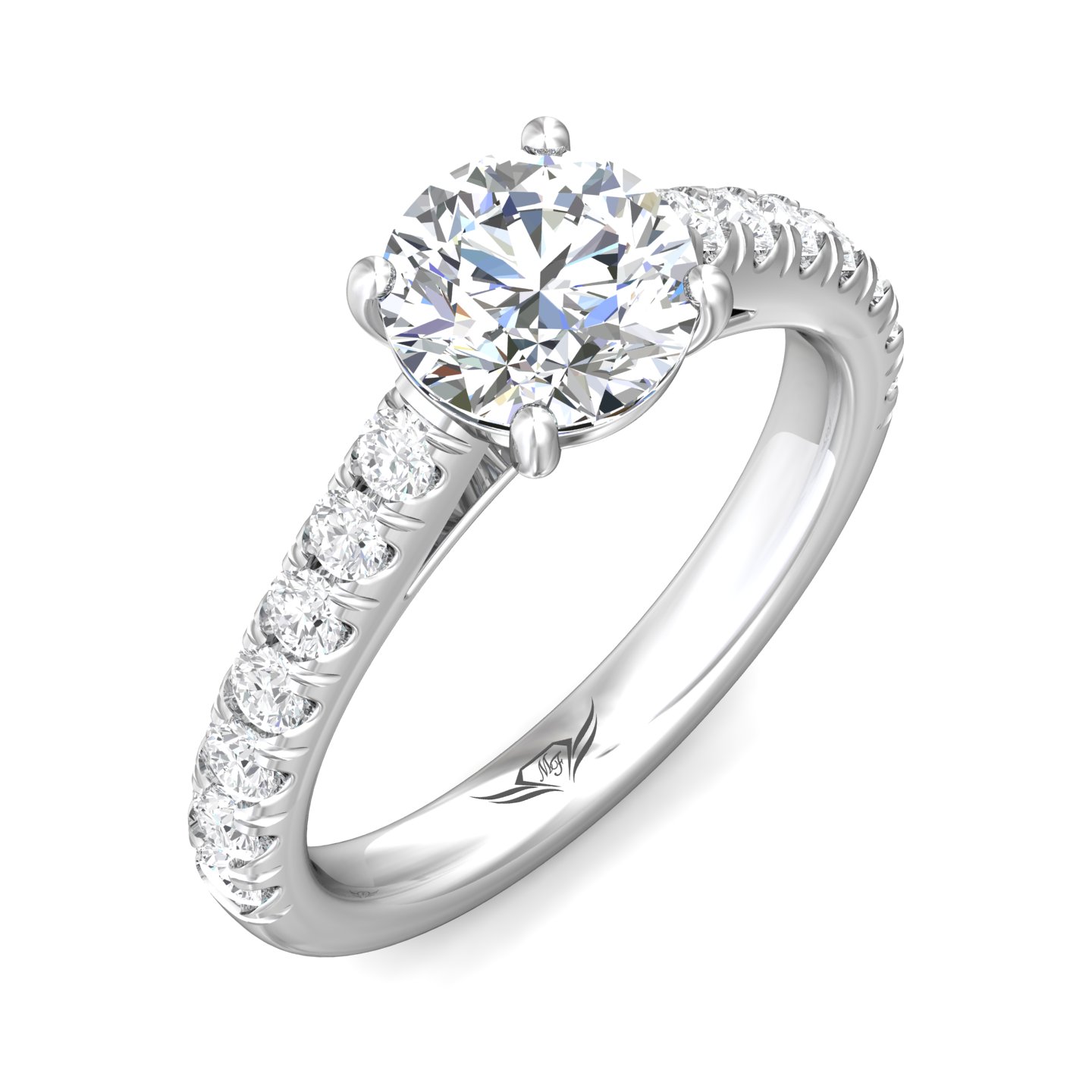 14K White Gold Round Diamond Engagement Ring